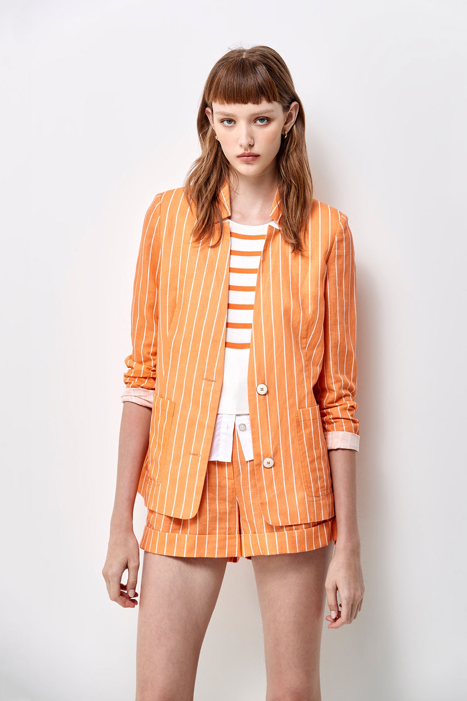 Orange Stripe Contrast Knit VestOrange Stripe Contrast Knit Vest,Tops,Season (SS) Look,sleeveless tops,sleeveless tops,Blouses,Knitted,Knitted tops,Knitted tops