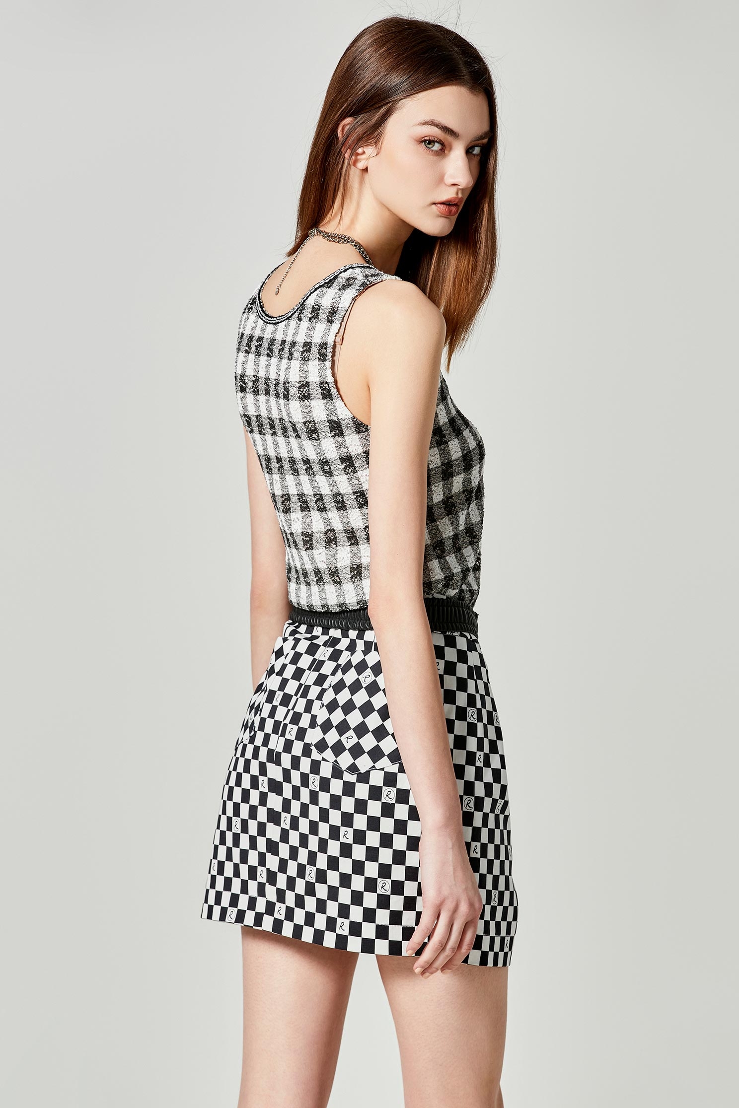 U-neckline Checkered Tank TopU-neckline Checkered Tank Top,sleeveless tops,Tops,Season (SS) Look,Plaid,sleeveless tops,sleeveless tops,Lace