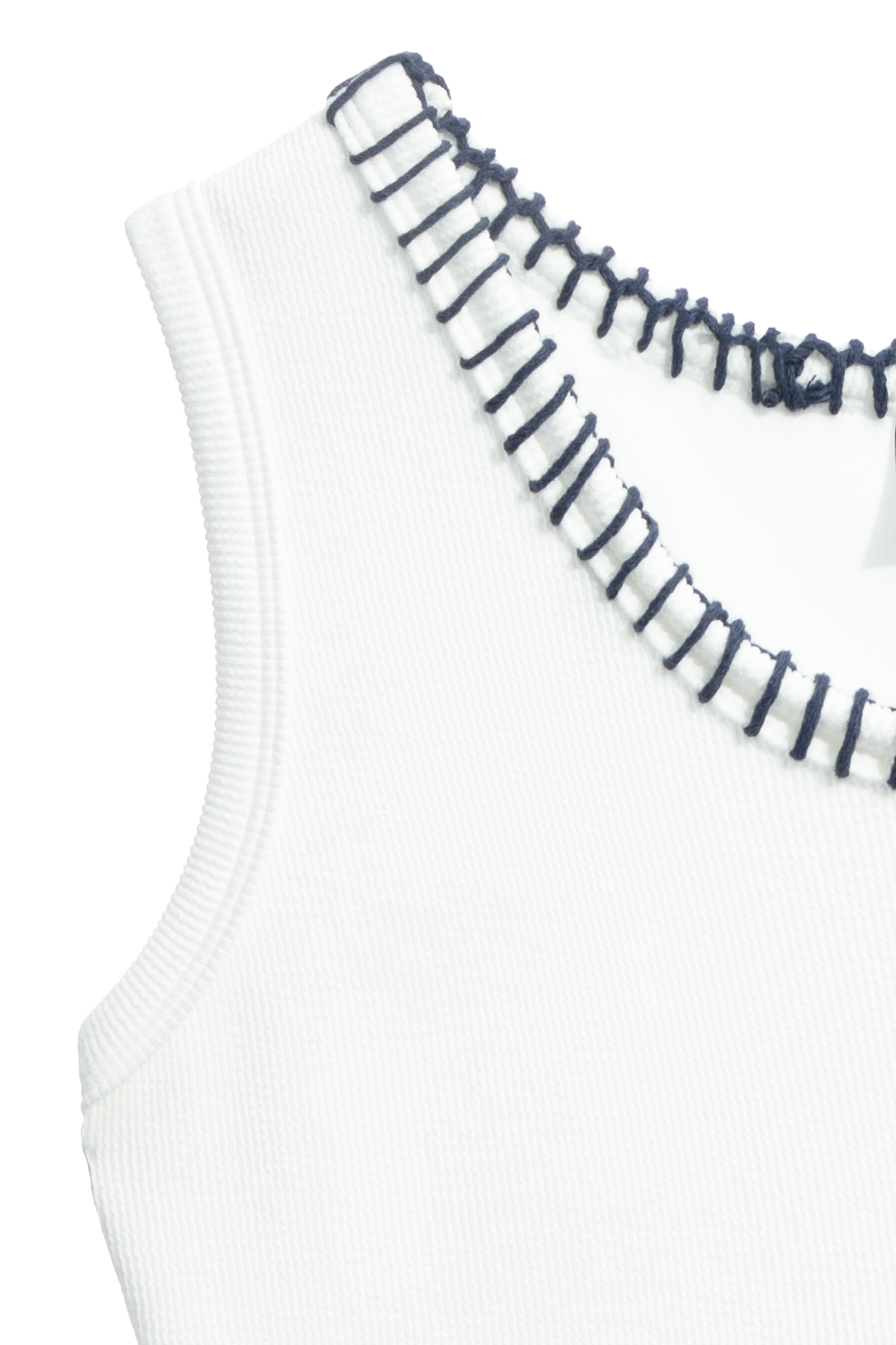 Contrast Embroidery Stitch Detail VestContrast Embroidery Stitch Detail Vest,sleeveless tops,Tops,Embroidered,Season (SS) Look,sleeveless tops,sleeveless tops