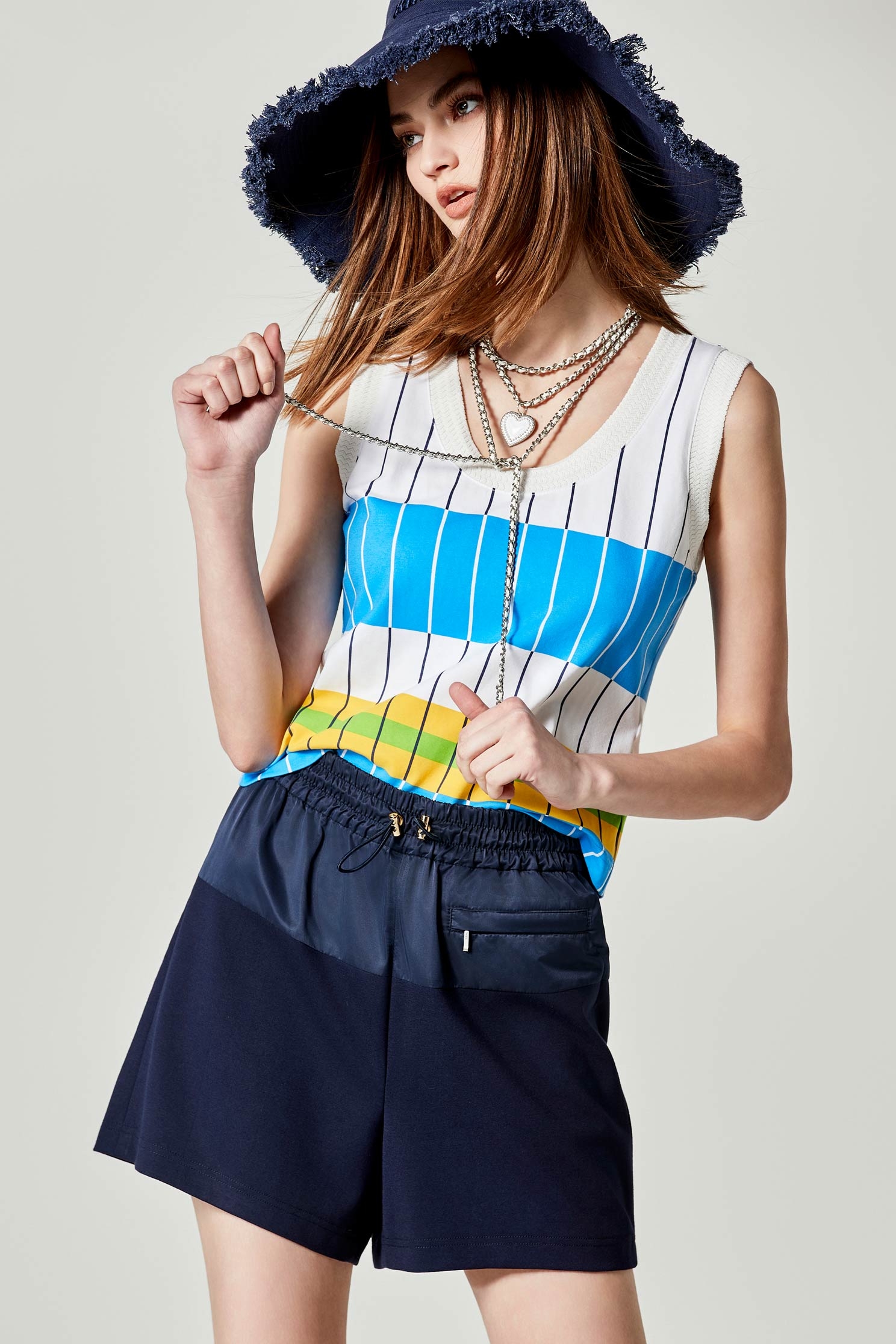 Colour Block Stripe Tank TopColour Block Stripe Tank Top,sleeveless tops,Season (SS) Look,sleeveless tops,Knitted