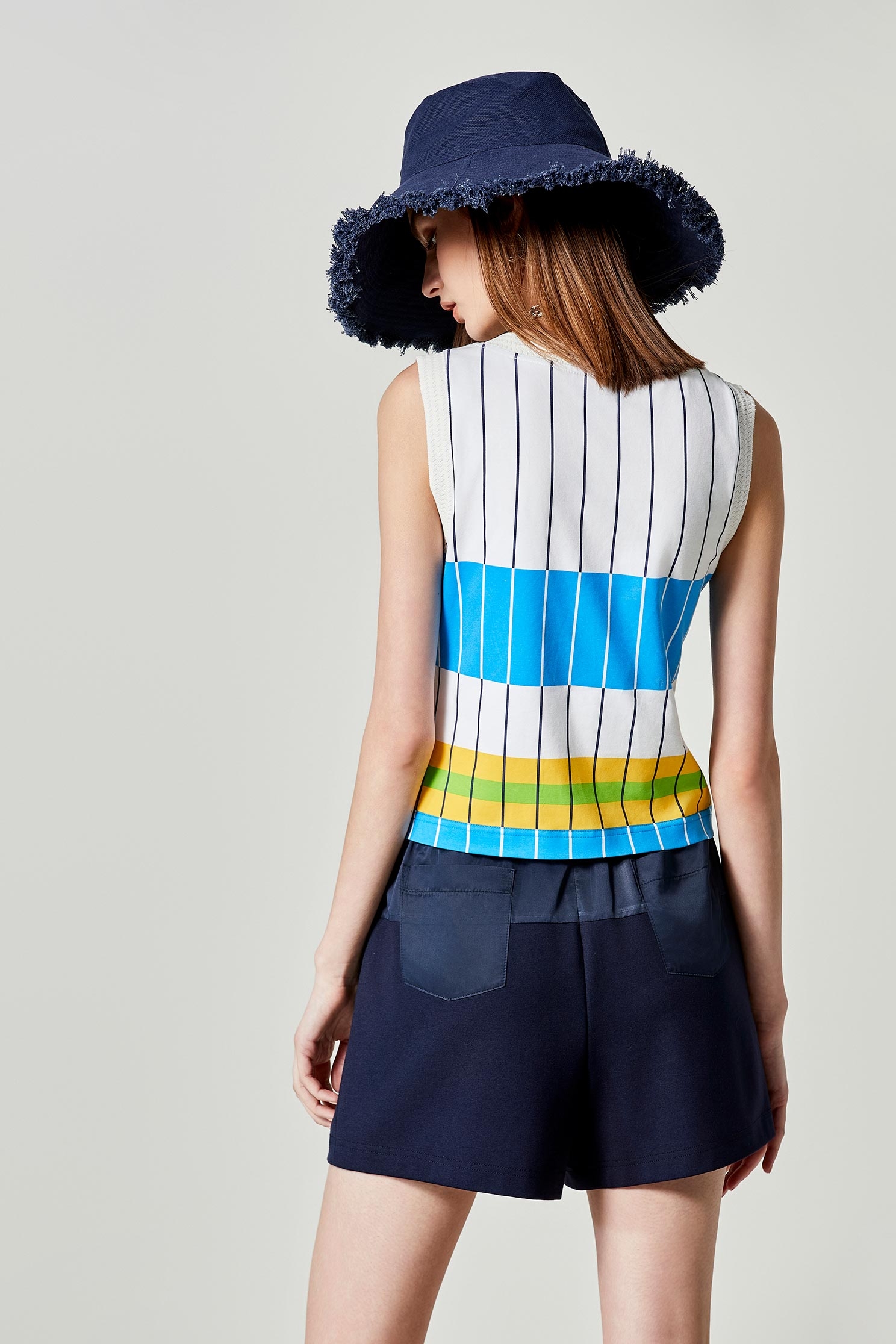 Colour Block Stripe Tank TopColour Block Stripe Tank Top,sleeveless tops,Season (SS) Look,sleeveless tops,Knitted