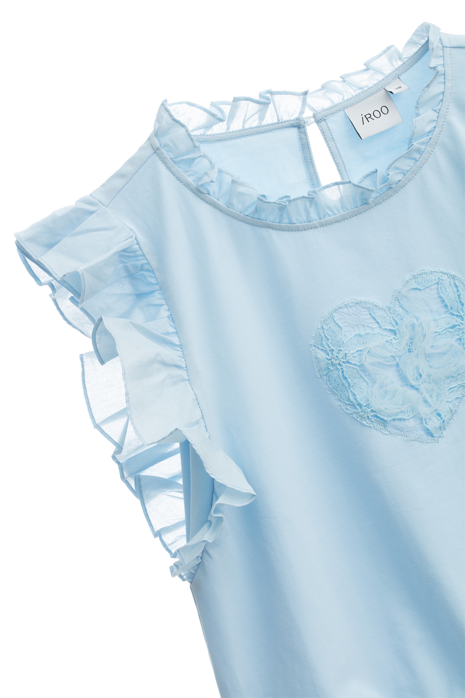 Lace Heart Graphic Ruffle Detail VestLace Heart Graphic Ruffle Detail Vest,T-shirts,Tops,Season (SS) Look,sleeveless tops,Cotton,sleeveless tops