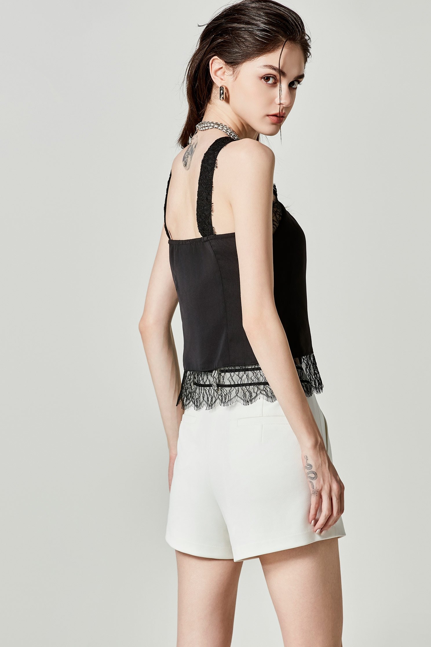 Lace Detail Black Tank TopLace Detail Black Tank Top,sleeveless tops,Season (SS) Look,sleeveless tops,Lace,Lace tops