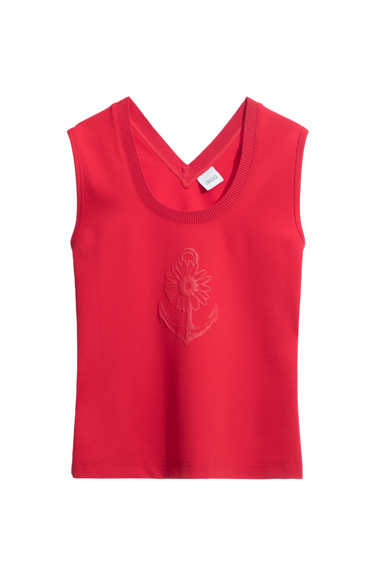 Basic Red Vest With Front Floral EmbroideryBasic Red Vest With Front Floral Embroidery,sleeveless tops,Tops,sleeveless tops,Season (AW) Look,sleeveless tops