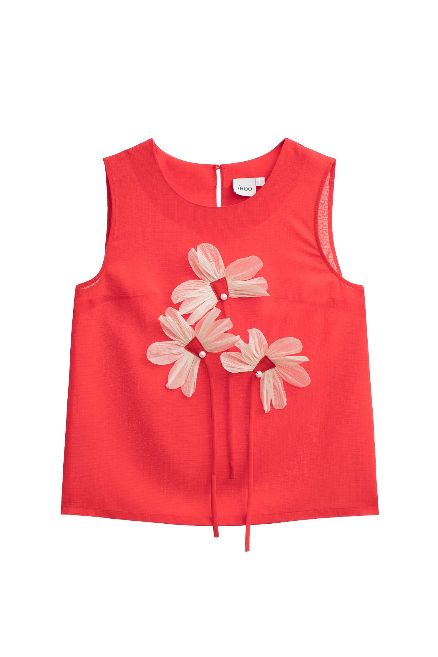 Front 3-D Floral Graphic Red VestFront 3-D Floral Graphic Red Vest,sleeveless tops,Tops,Season (SS) Look,sleeveless tops,pearl,sleeveless tops