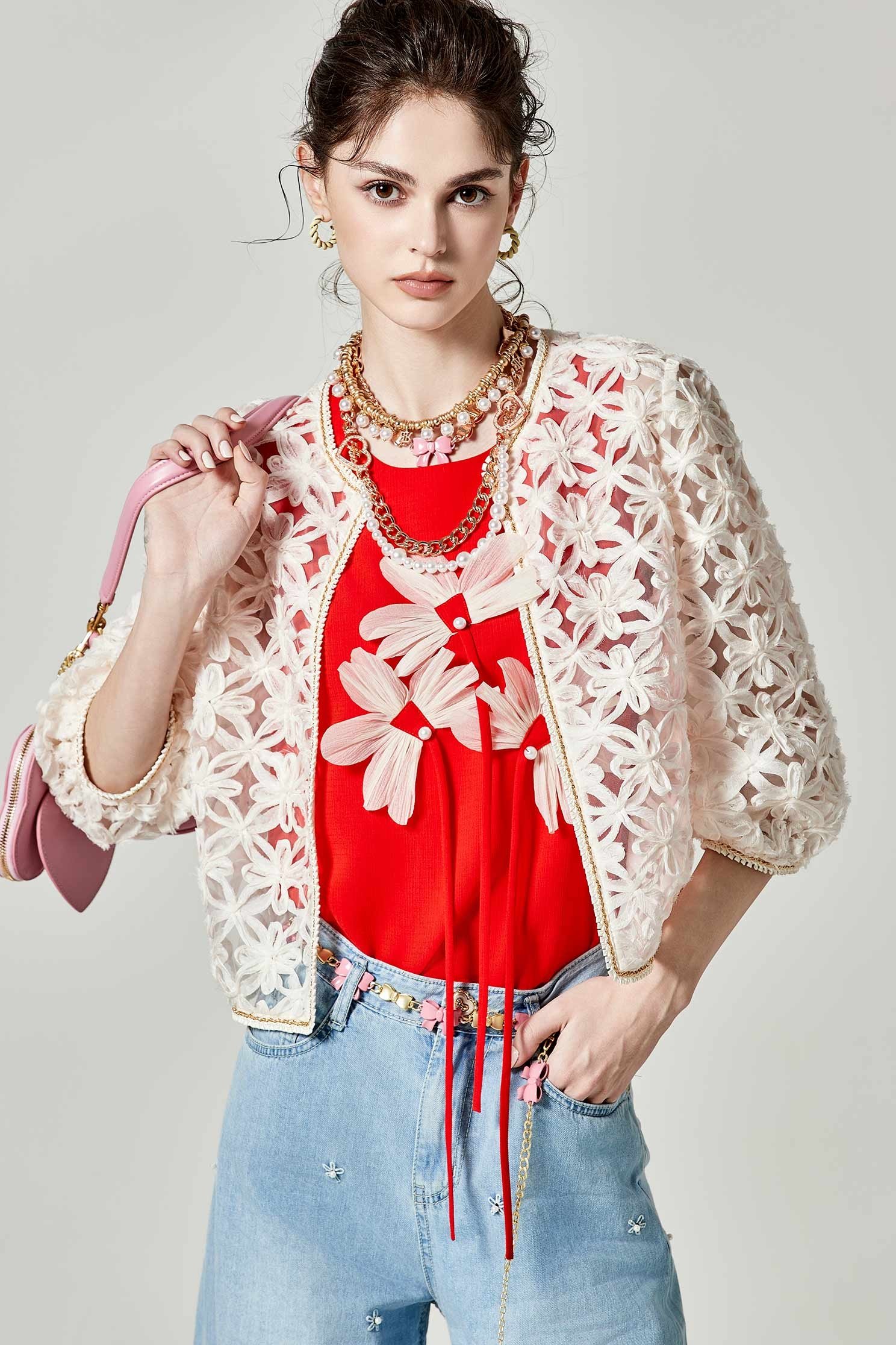 Front 3-D Floral Graphic Red VestFront 3-D Floral Graphic Red Vest,sleeveless tops,Tops,Season (SS) Look,sleeveless tops,pearl,sleeveless tops