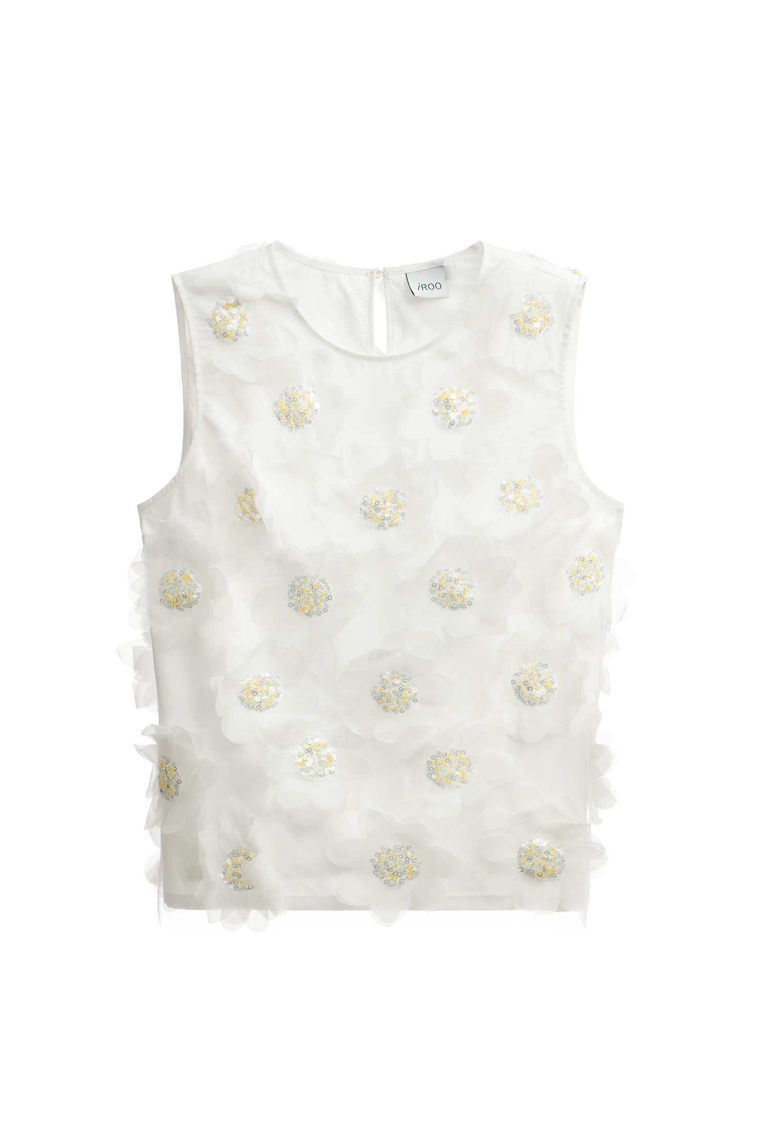 3-D Organza Floral Sequin Vest3-D Organza Floral Sequin Vest,sleeveless tops,Tops,Embroidered,Season (SS) Look,sleeveless tops,sleeveless tops