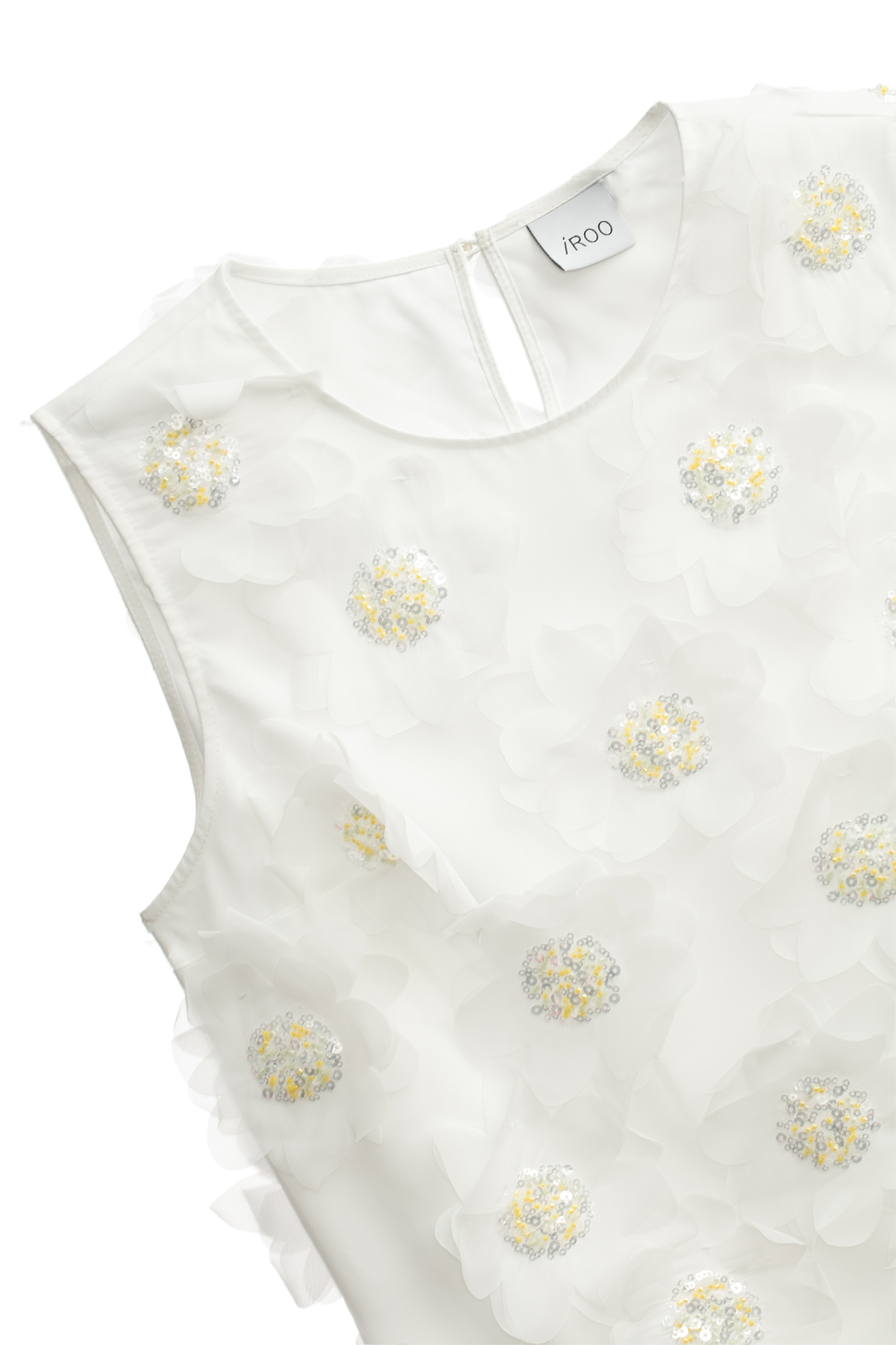 3-D Organza Floral Sequin Vest3-D Organza Floral Sequin Vest,sleeveless tops,Tops,Embroidered,Season (SS) Look,sleeveless tops,sleeveless tops