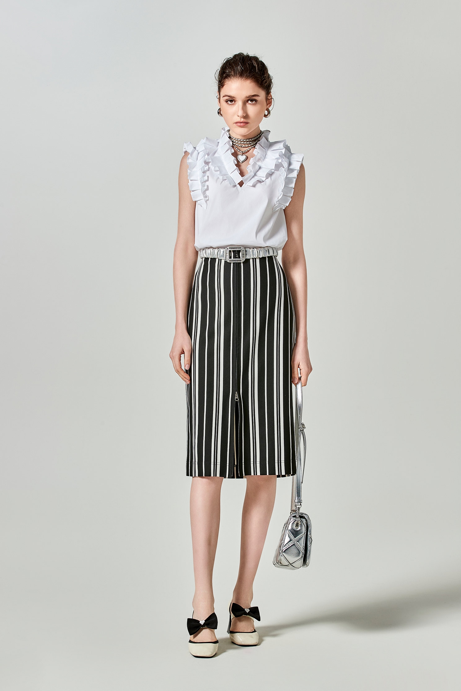 Pleated Ruffle White VestPleated Ruffle White Vest,sleeveless tops,Tops,Season (SS) Look,sleeveless tops,sleeveless tops