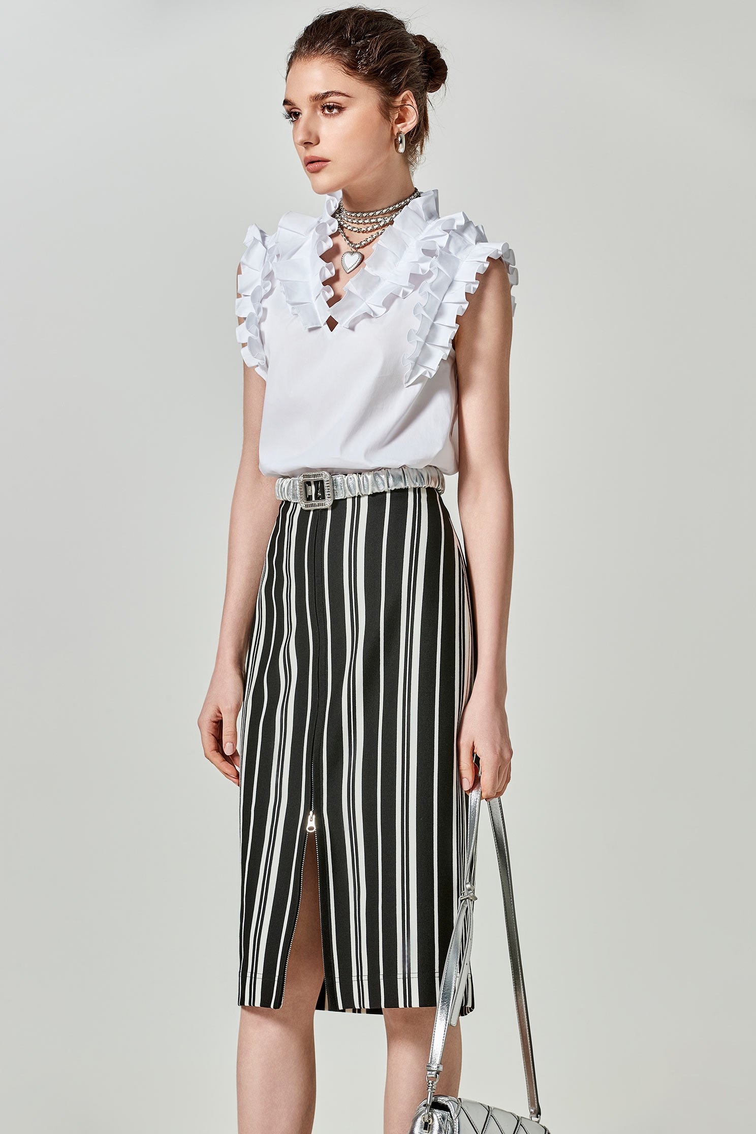 Pleated Ruffle White VestPleated Ruffle White Vest,sleeveless tops,Tops,Season (SS) Look,sleeveless tops,sleeveless tops