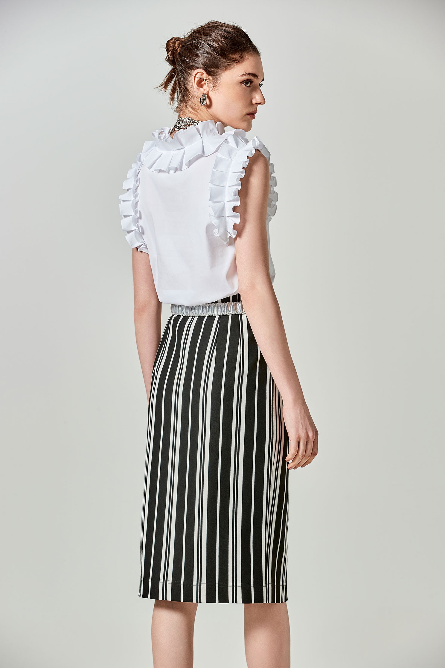 Pleated Ruffle White VestPleated Ruffle White Vest,sleeveless tops,Tops,Season (SS) Look,sleeveless tops,sleeveless tops