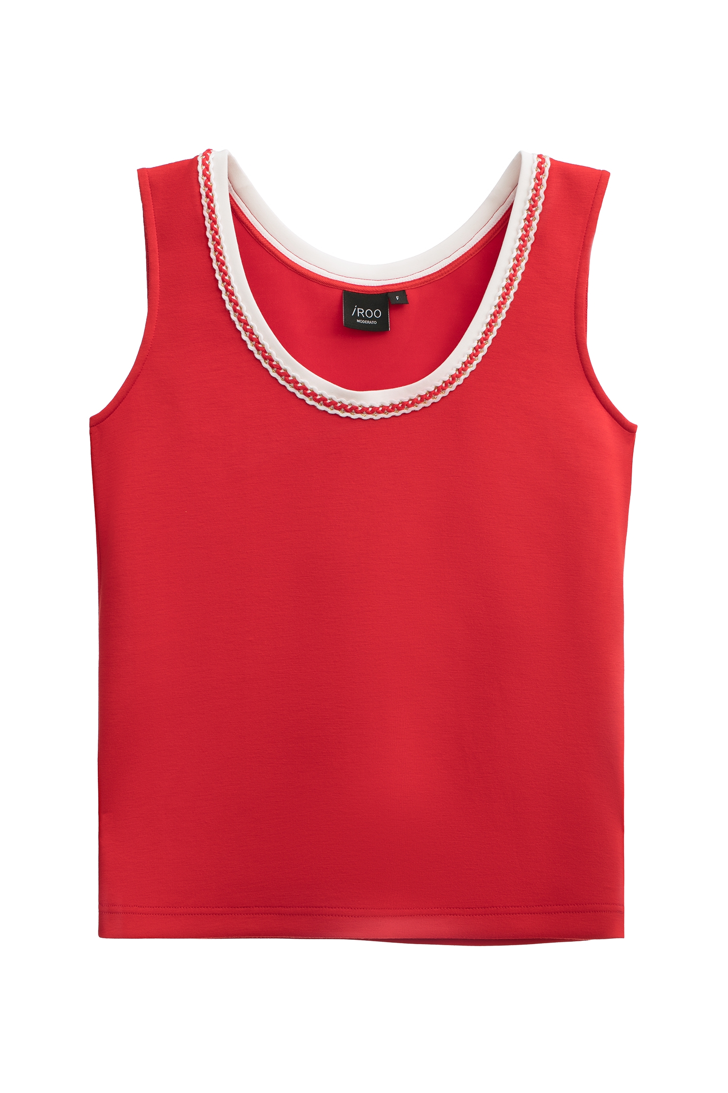 Red Tank Top With Contrast White TrimRed Tank Top With Contrast White Trim,sleeveless tops,Tops,Season (SS) Look,sleeveless tops