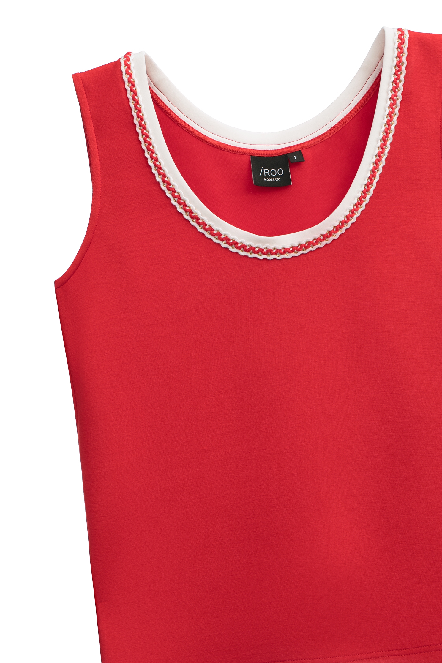 Red Tank Top With Contrast White TrimRed Tank Top With Contrast White Trim,sleeveless tops,Tops,Season (SS) Look,sleeveless tops