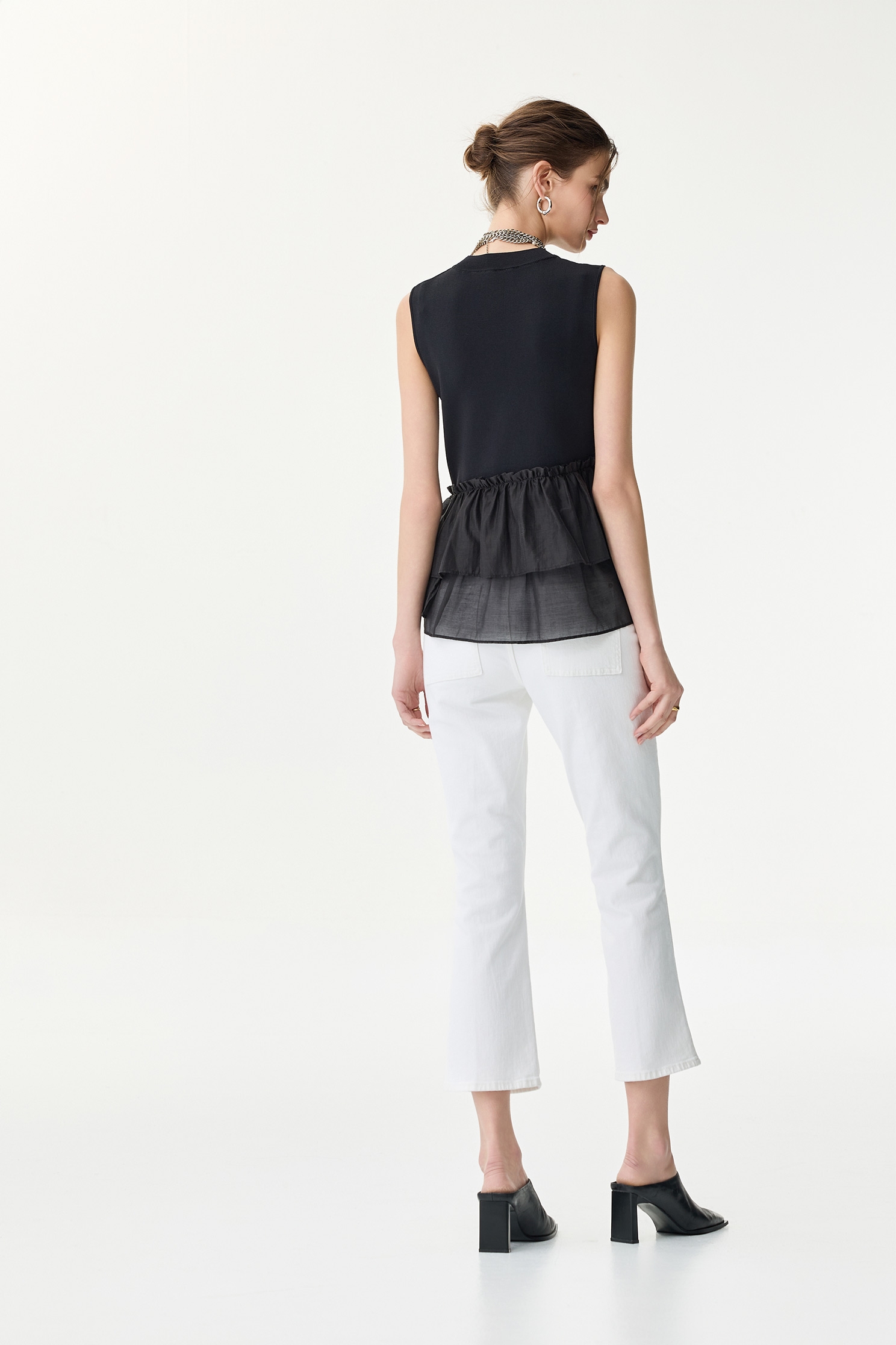 Tired Ruffle Detail Knit VestTired Ruffle Detail Knit Vest