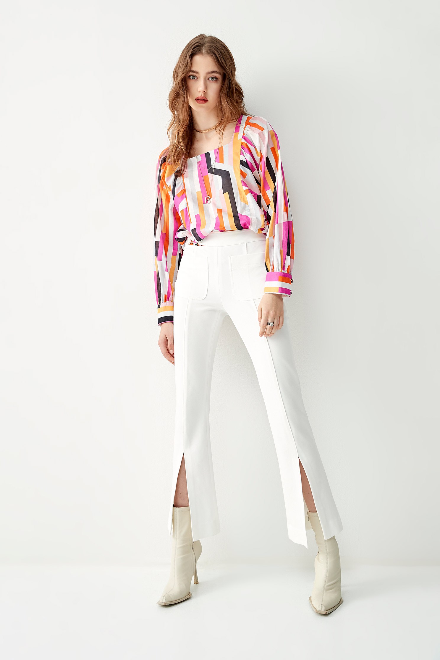 Multi Colour Stripe BlouseColourful geometric square print top,Tops,Queen,Season (AW) Look