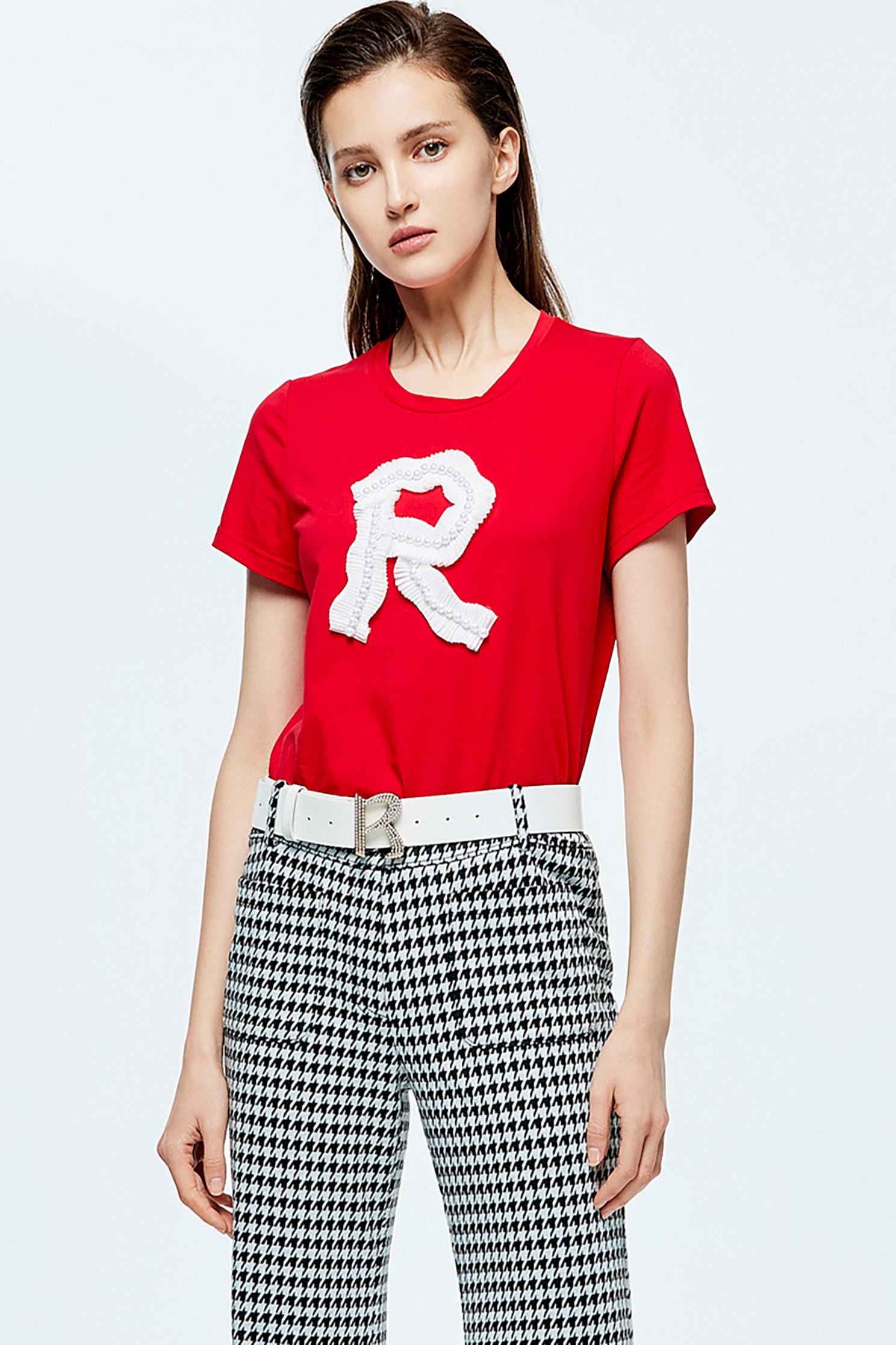 Pleated R Logo Basic TeePleated R Logo Basic Tee,T-shirts,T-shirts,Tops,pearl,Season (AW) Look,Cotton