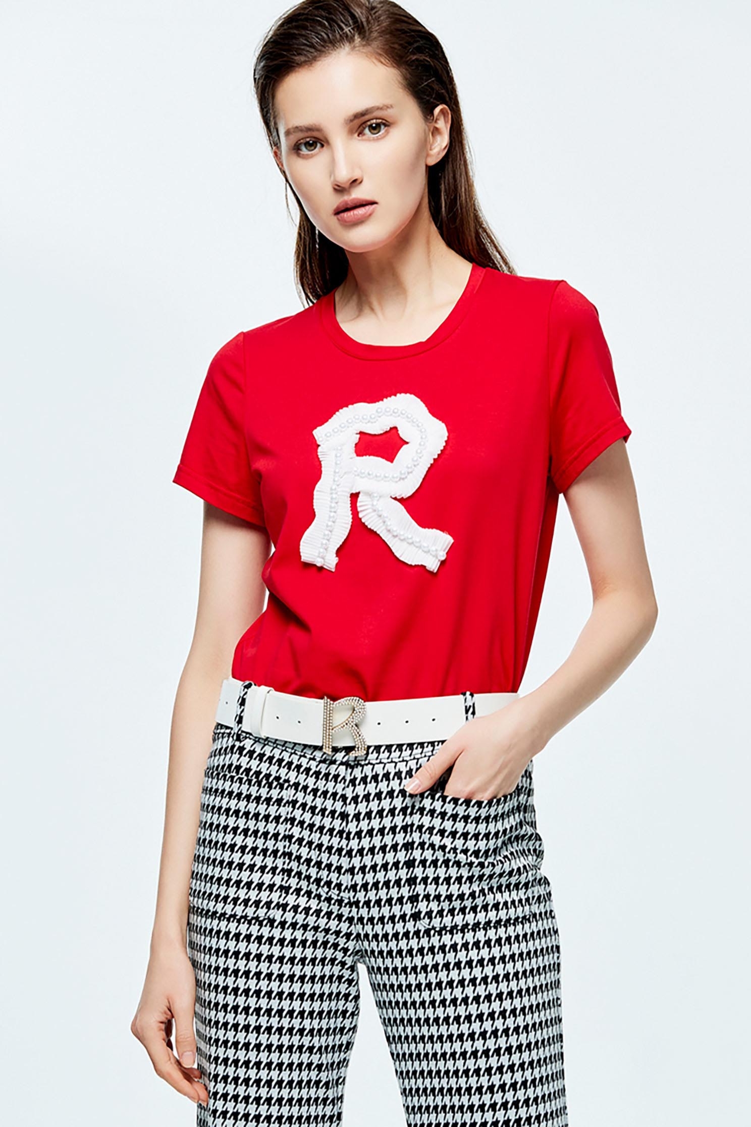 Pleated R Logo Basic TeePleated R Logo Basic Tee,T-shirts,T-shirts,Tops,pearl,Season (AW) Look,Cotton