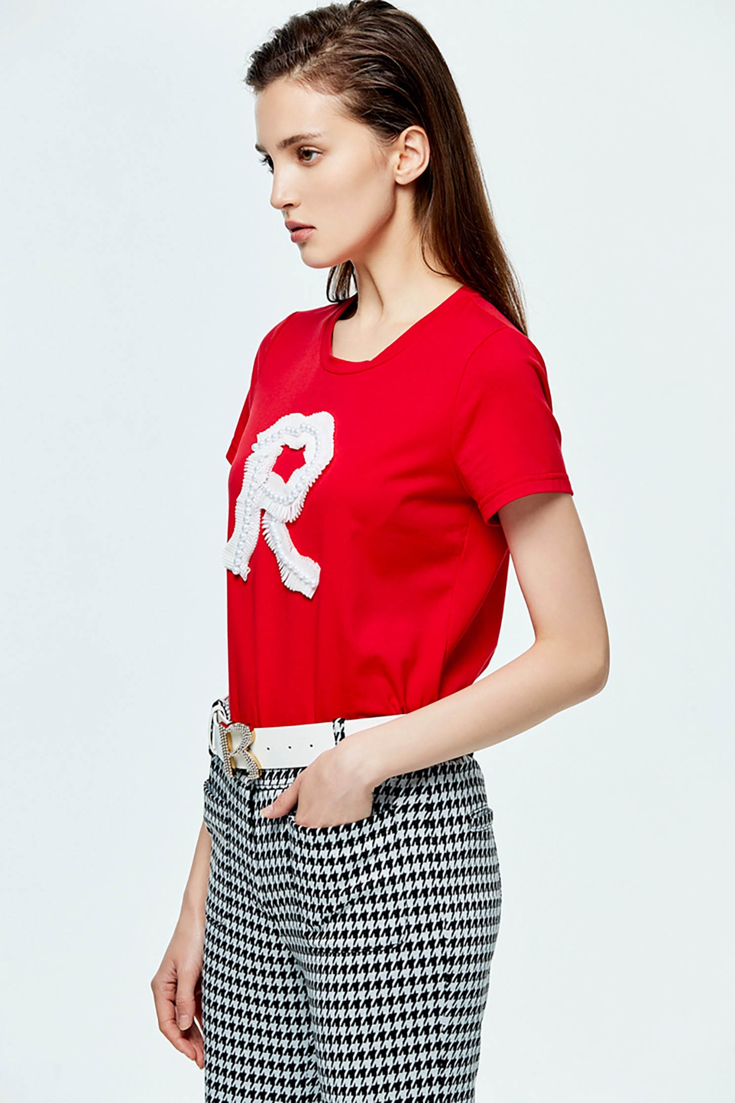 Pleated R Logo Basic TeePleated R Logo Basic Tee,T-shirts,T-shirts,Tops,pearl,Season (AW) Look,Cotton