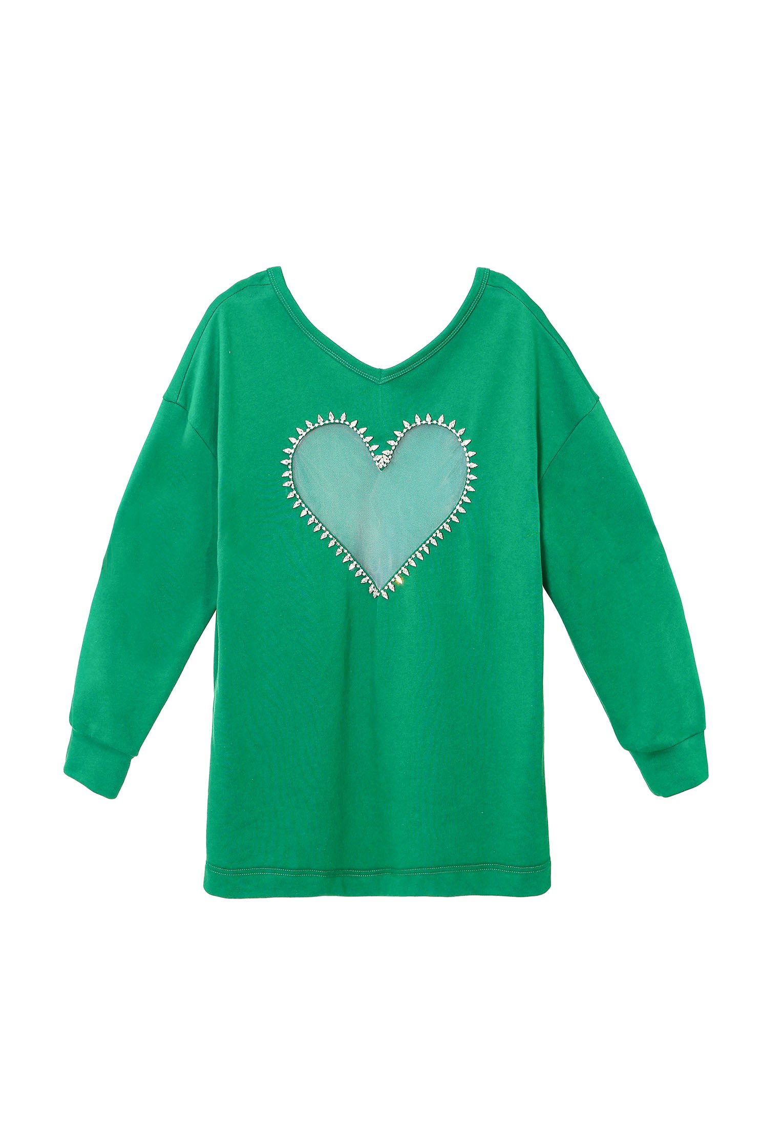 V-neck Oversize Diamonte TopSweatshirt with diamond-embellished design,Tops,Season (AW) Look,Valentine,Sweaters