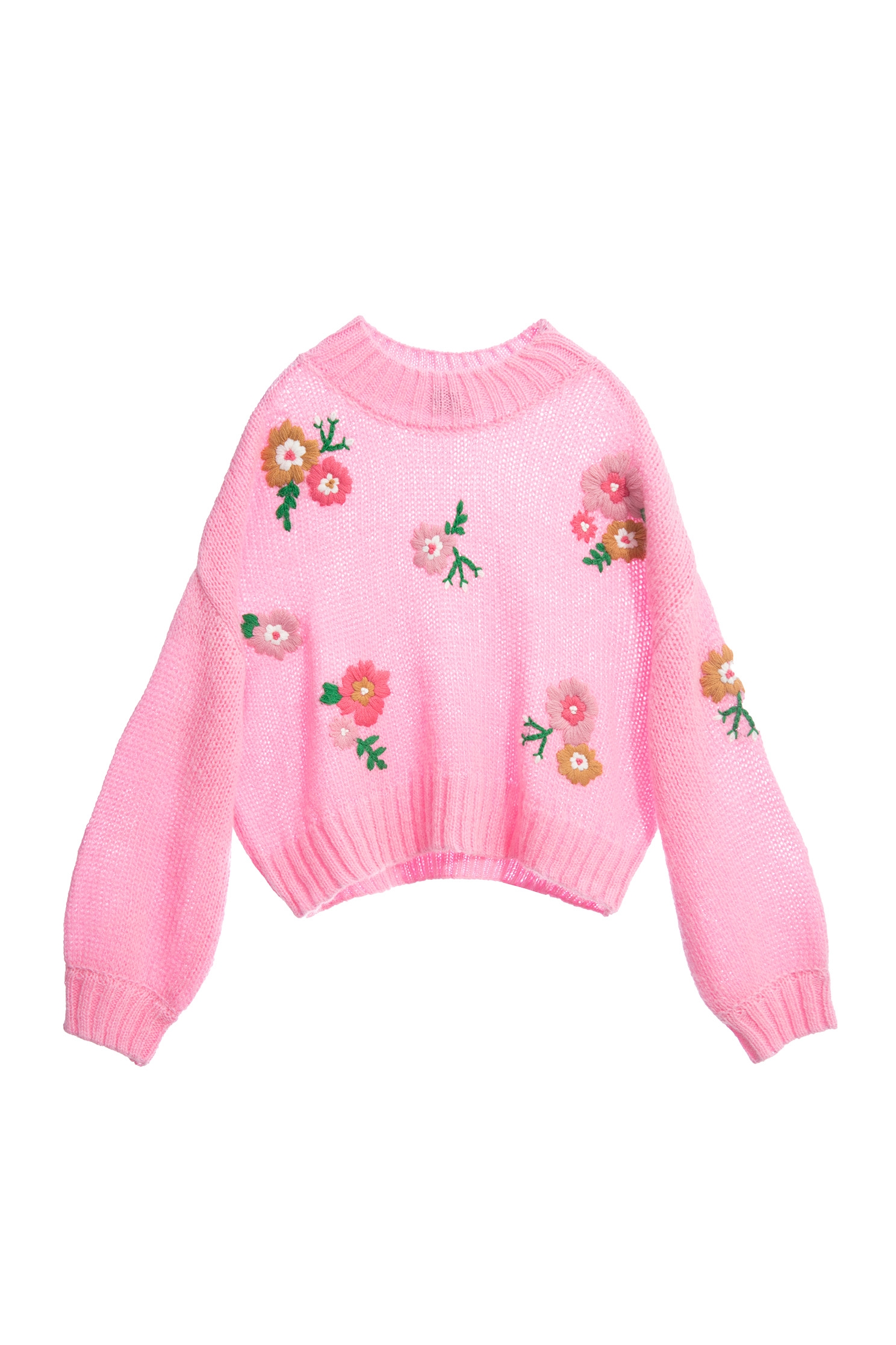 Pink Knit Top With Floral DetailPink Knit Top With Floral Detail,Tops,Season (AW) Look,Knitted,Knitted tops,Knitted tops