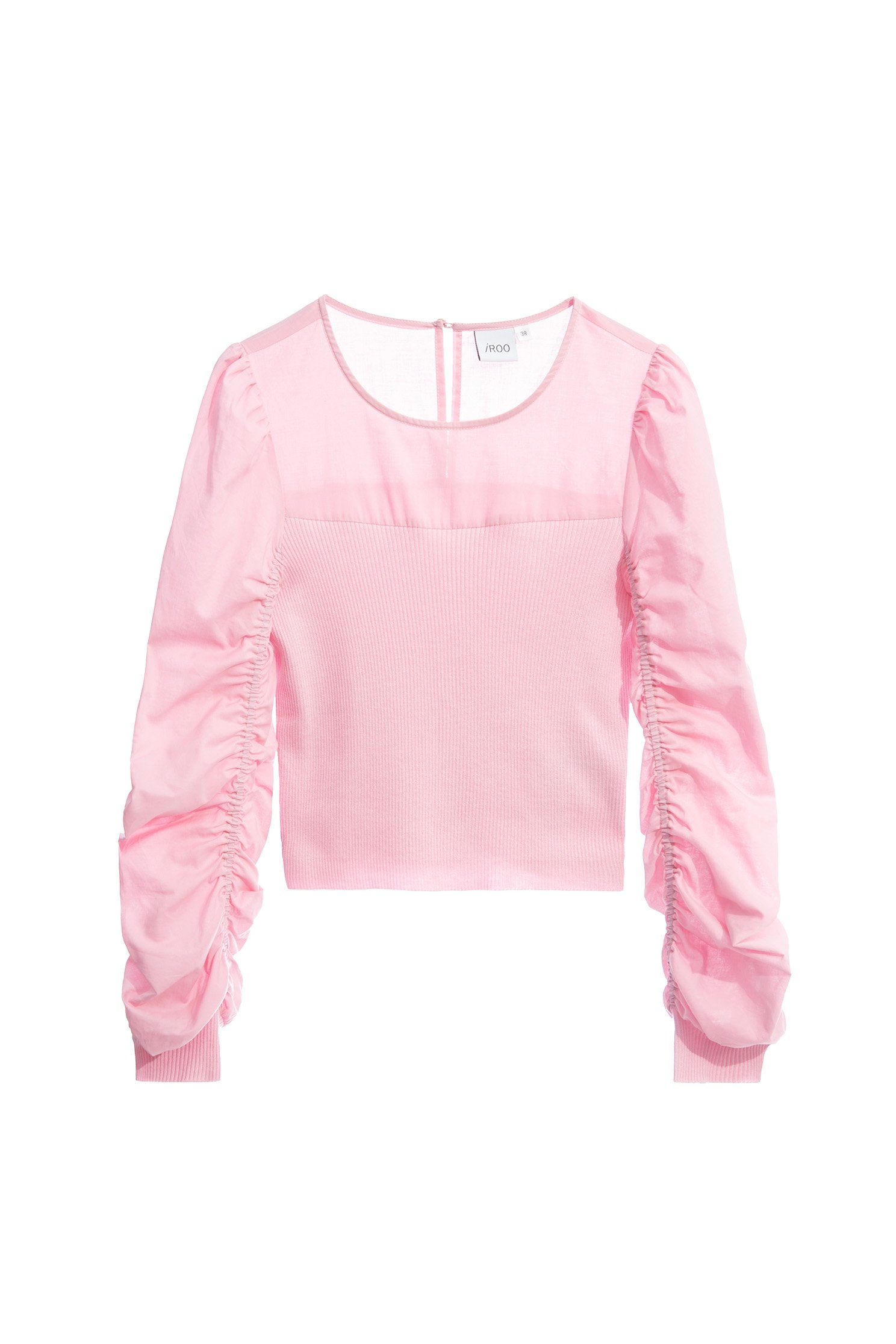 Pink Knit Top With Fixed Shirring Sleeve DetailPink Knit Top With Fixed Shirring Sleeve Detail,Tops,Season (AW) Look,Knitted,Knitted tops