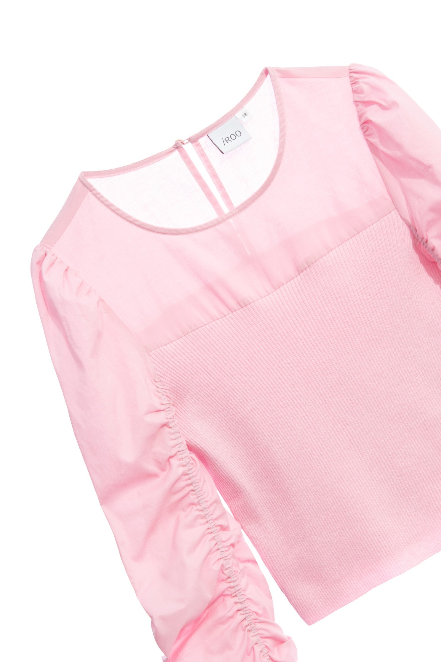 Pink Knit Top With Fixed Shirring Sleeve DetailPink Knit Top With Fixed Shirring Sleeve Detail,Tops,Season (AW) Look,Knitted,Knitted tops