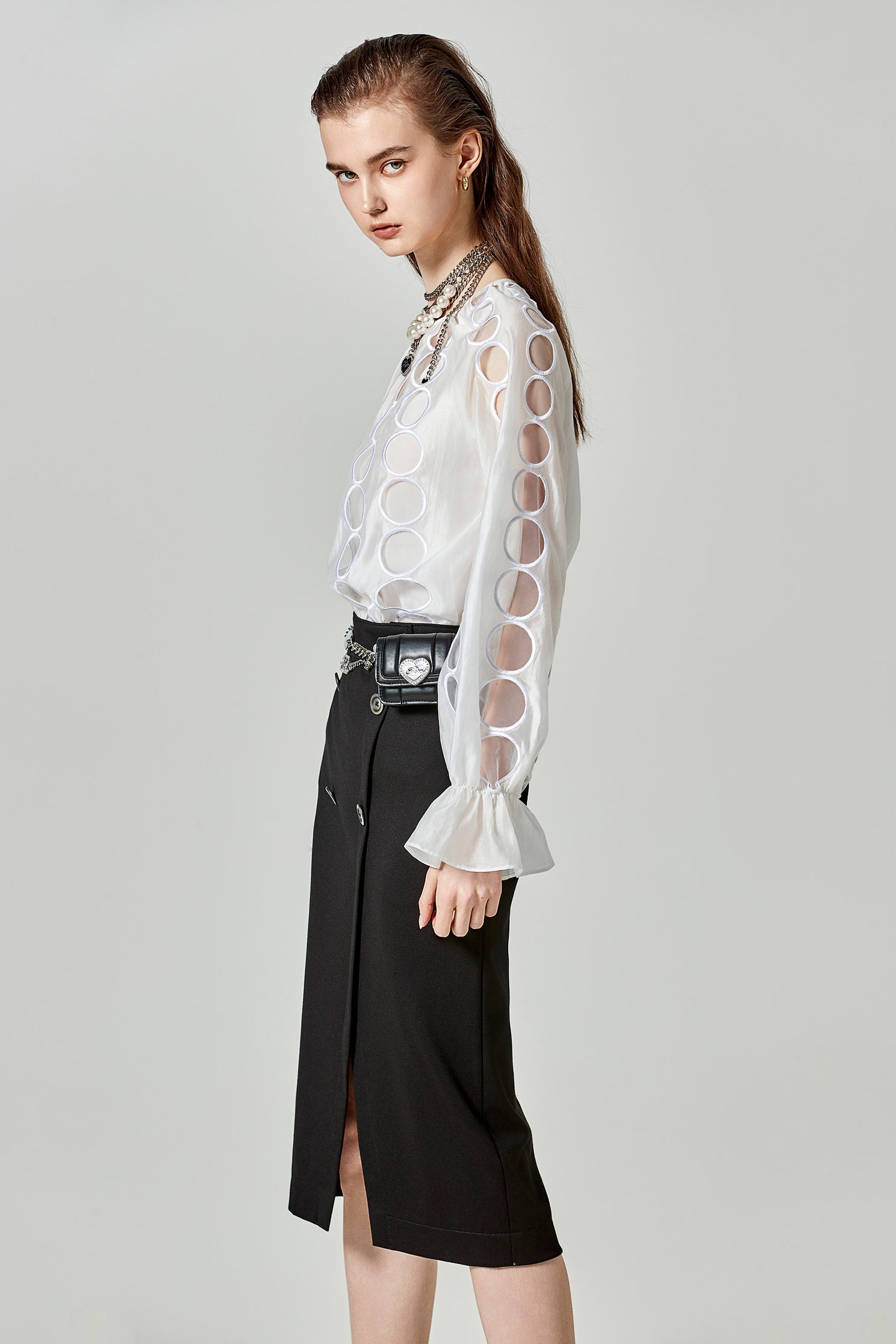 Hollow Out Detail Long Sleeve TopHollow Out Detail Long Sleeve Top,Tops,Under shirts,Season (SS) Look,pearl,Embroidered