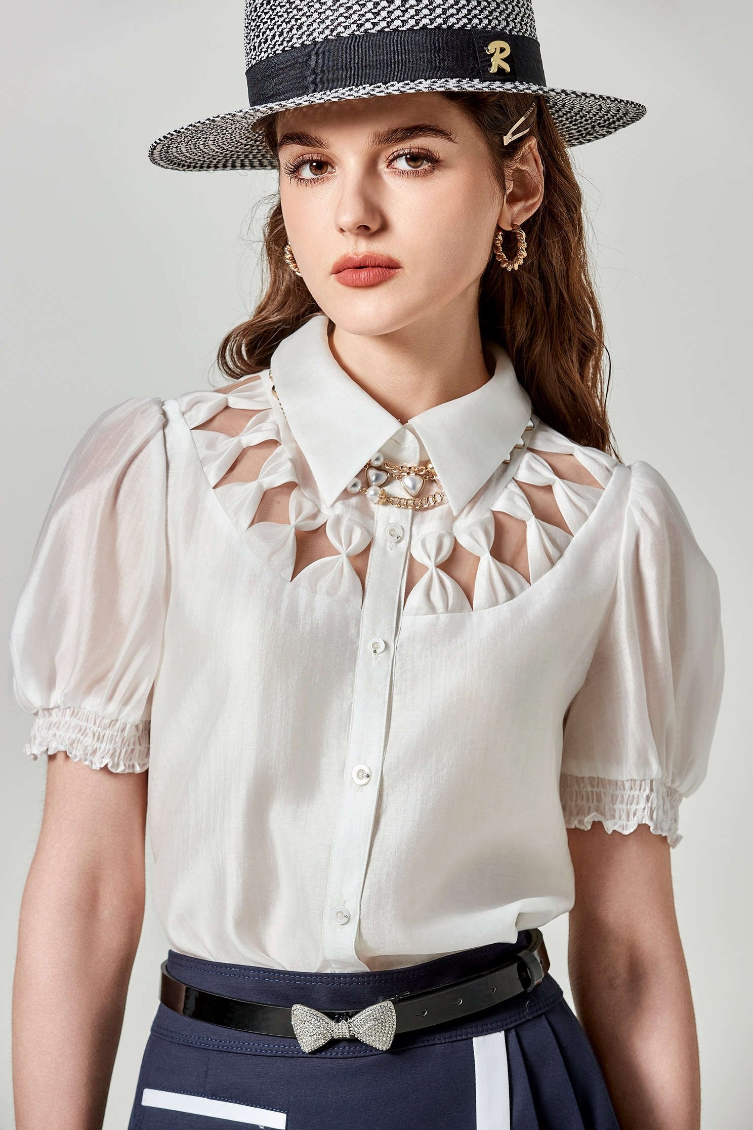 Short Sleeve Bow Detail BlouseShort Sleeve Bow Detail Blouse,Tops,Season (SS) Look,bows,Blouses