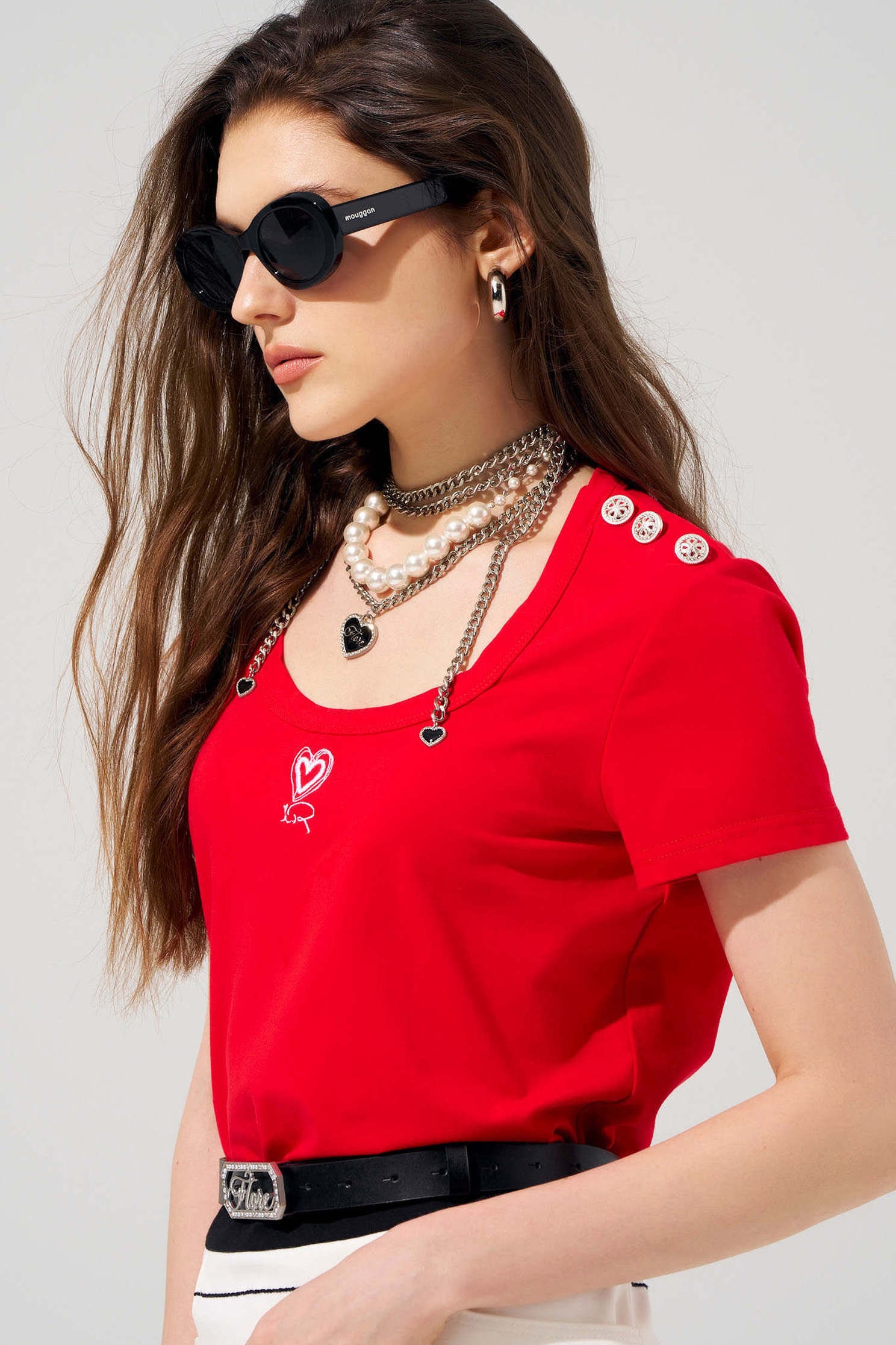 Embroidered Heart Logo Short Sleeve TeeEmbroidered Heart Logo Short Sleeve Tee,T-shirts,Tops,Season (SS) Look,Embroidered