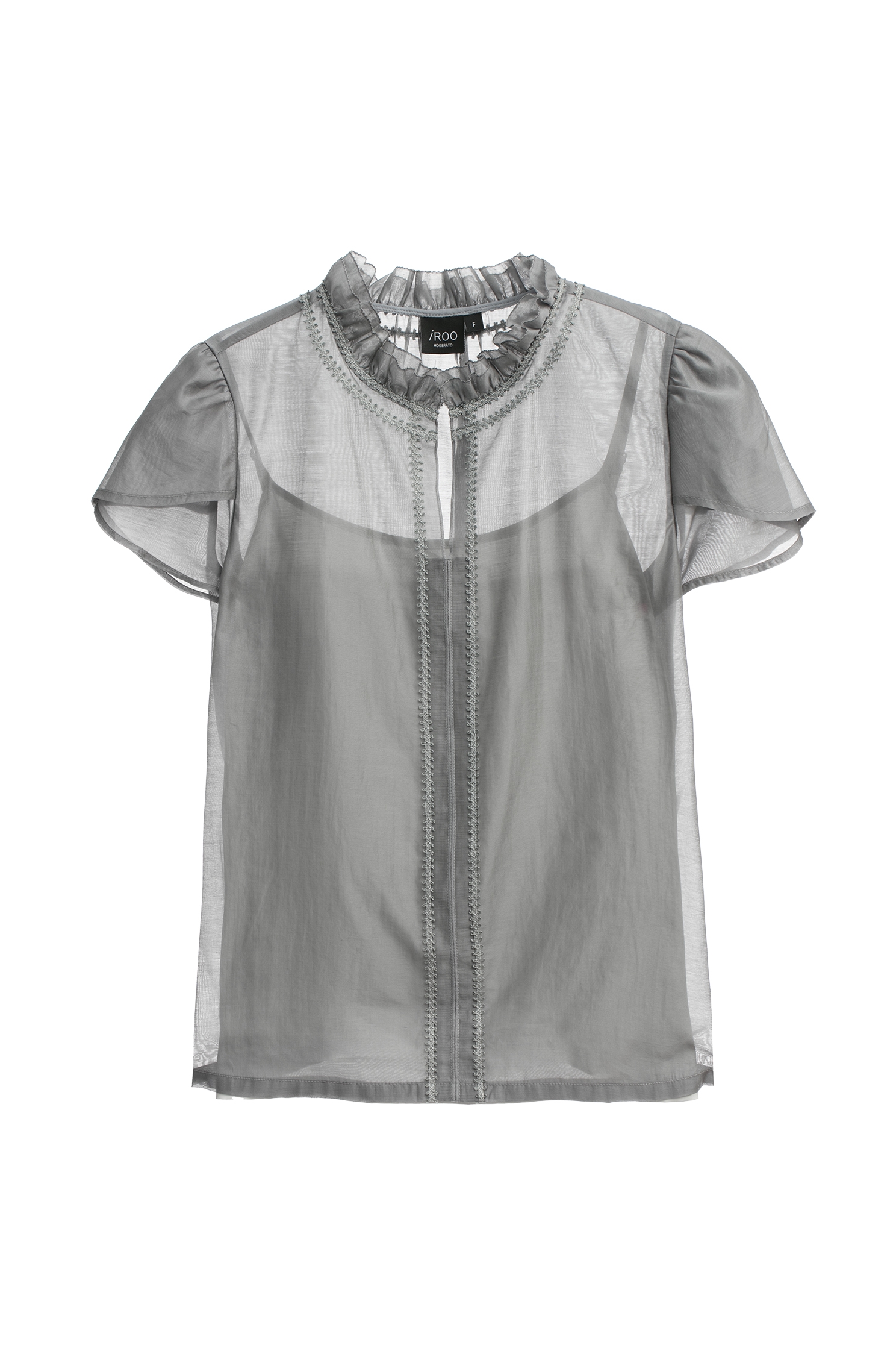 Petal Sleeve Detail Grey TopPetal Sleeve Detail Grey Top,Tops,Under shirts,Season (SS) Look,Lace,Blouses