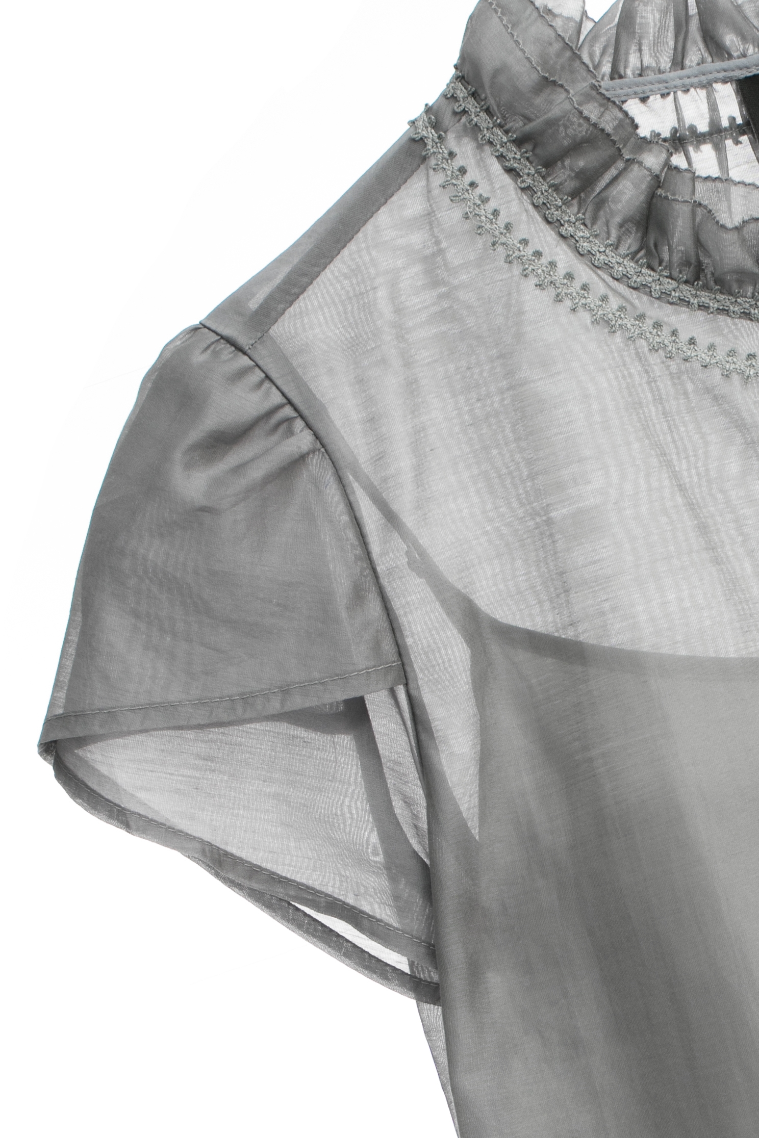 Petal Sleeve Detail Grey TopPetal Sleeve Detail Grey Top,Tops,Under shirts,Season (SS) Look,Lace,Blouses