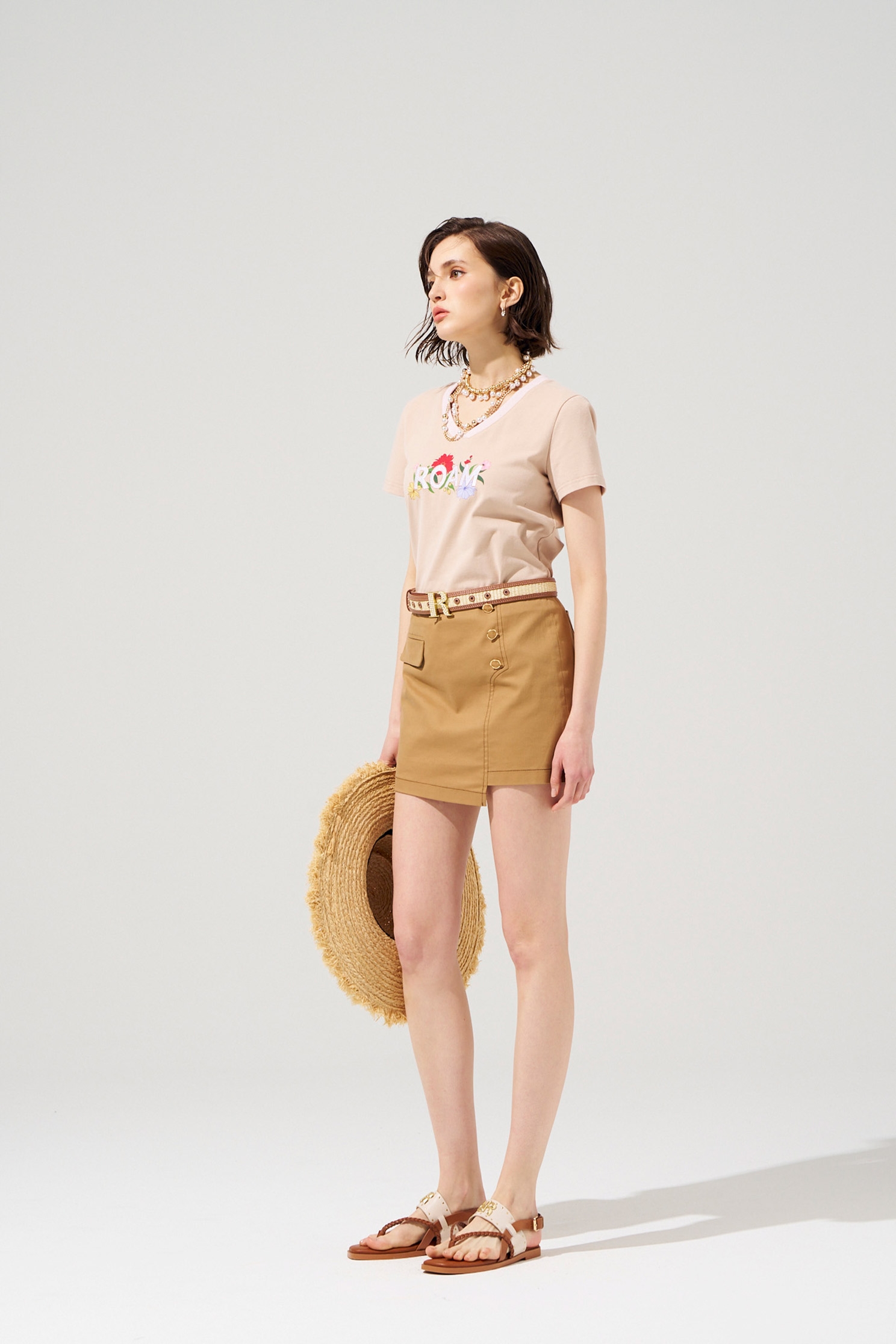 Front Slogan Embroidered TeeFront Slogan Embroidered Tee,Tops,Season (SS) Look,Cotton,Embroidered