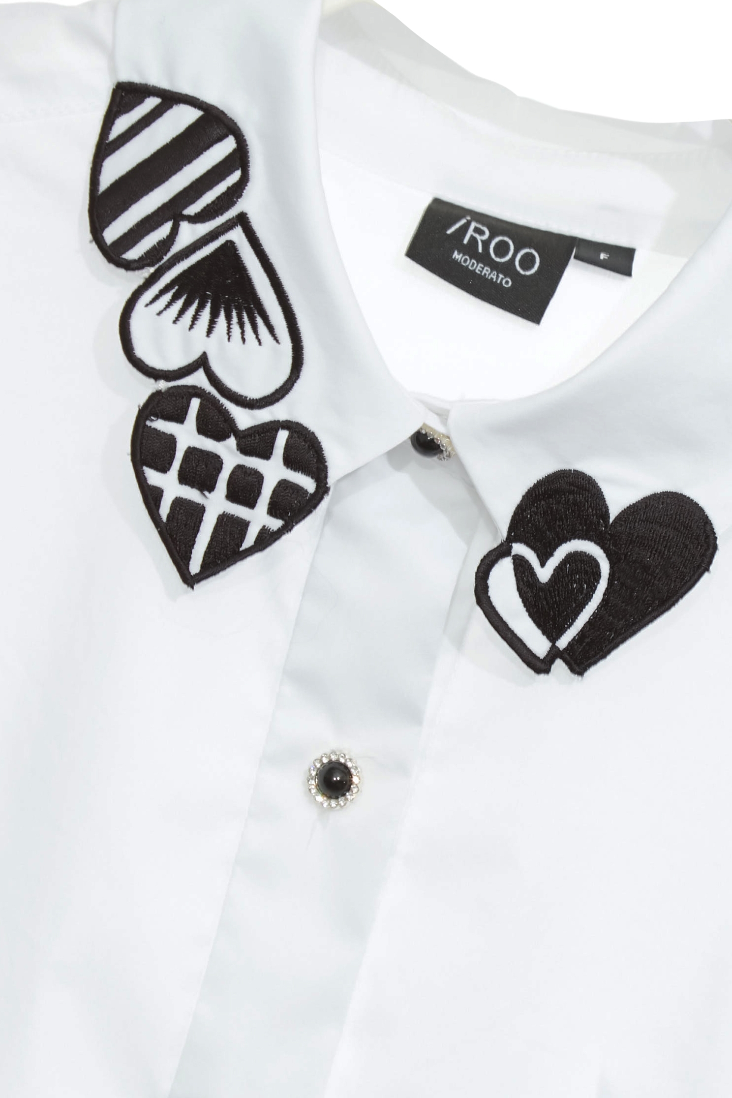 Heart Embroidery Collar Detail BlouseHeart Embroidery Collar Detail Blouse,Tops,Season (SS) Look,White tops,Embroidered