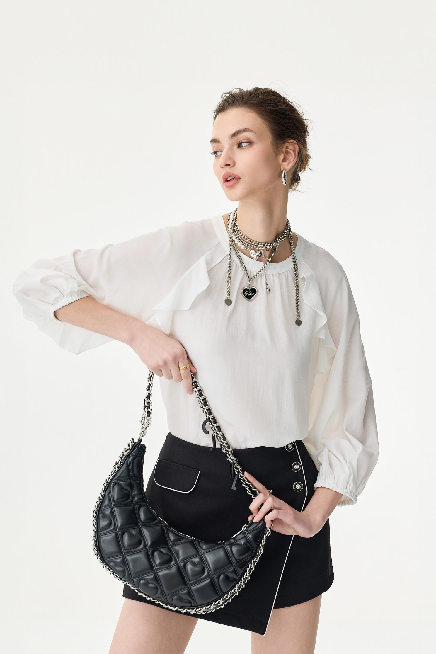 Ruffle Detail White TopRuffle Detail White Top,Tops,Season (SS) Look,White tops