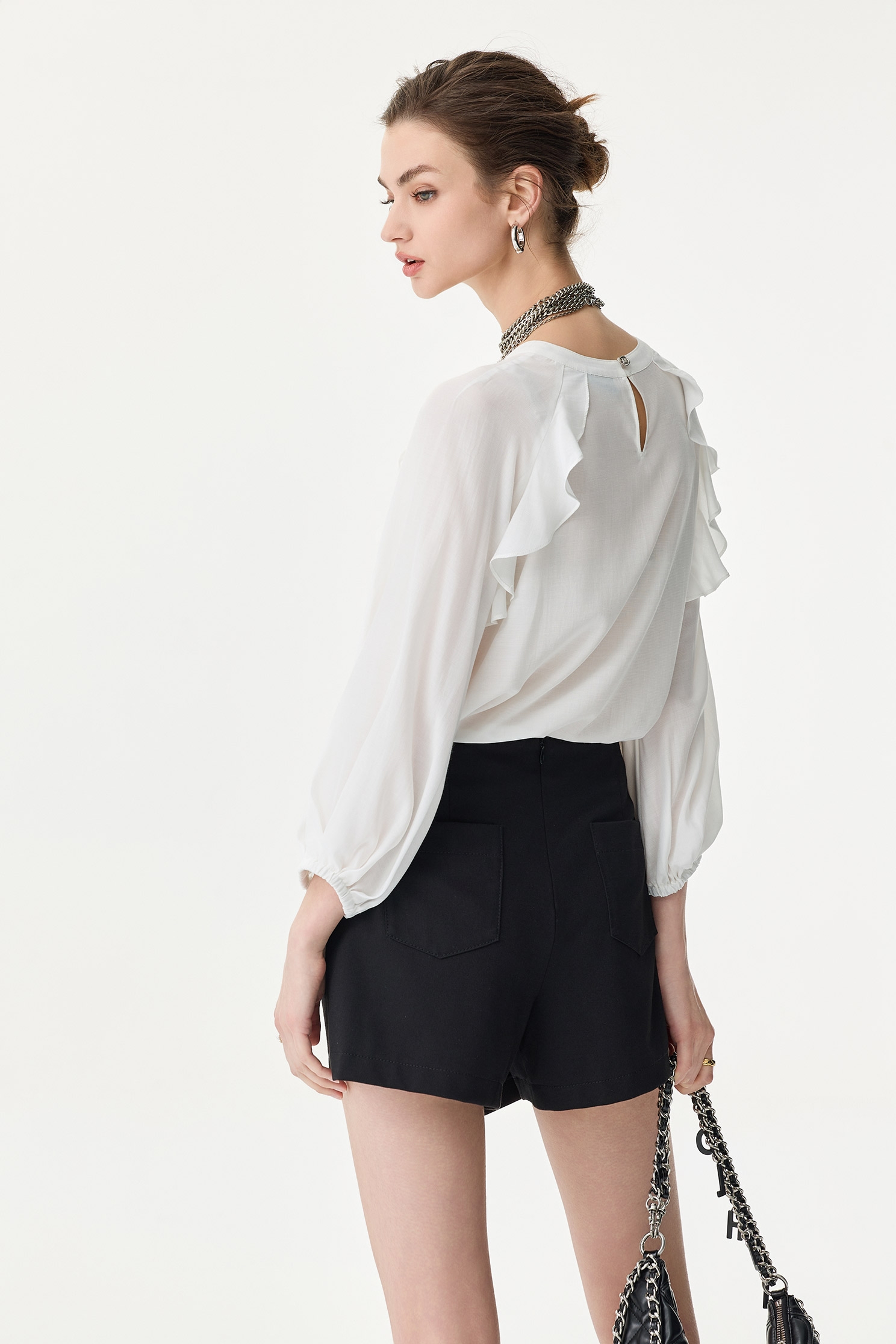 Ruffle Detail White TopRuffle Detail White Top,Tops,Season (SS) Look,White tops