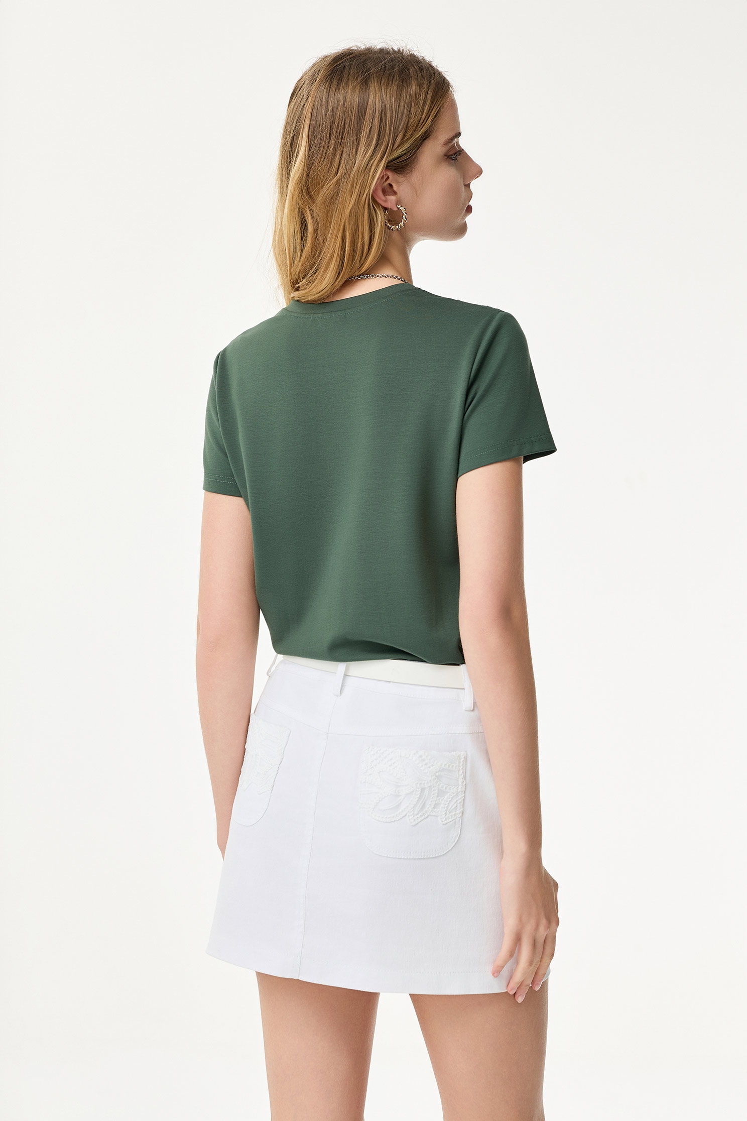 Hollow Out Lace Detail Short Sleeve TeeHollow Out Lace Detail Short Sleeve Tee,Tops,Season (SS) Look,Valentine,Lace,upperclass