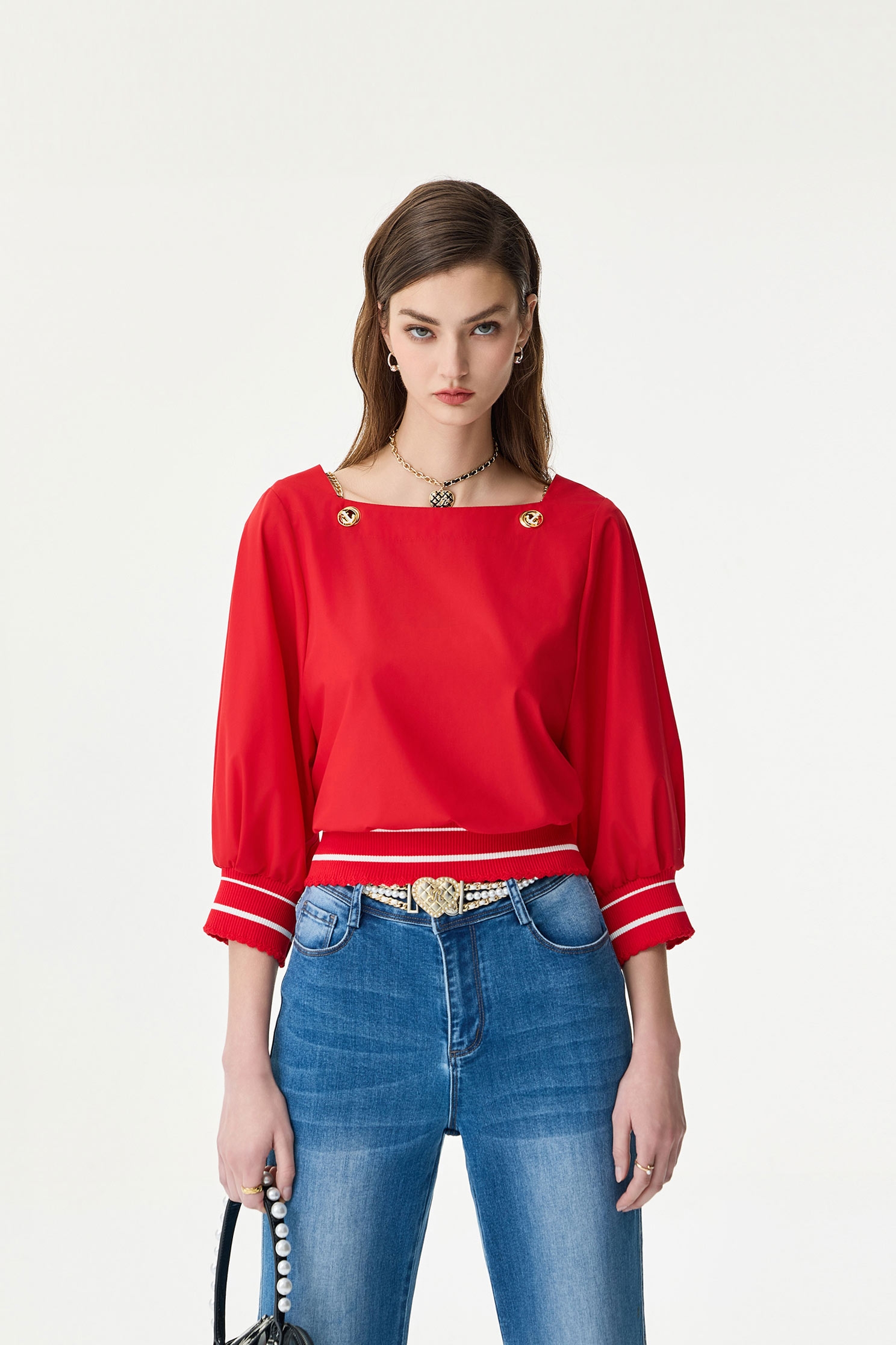Chain Strap Chilli Red TopChain Strap Chilli Red Top,Office Looks,Tops,Season (SS) Look