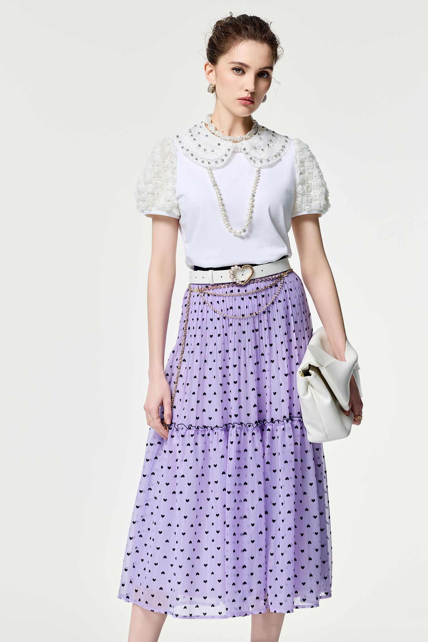 3-D Floral Sleeve Detail Top3-D Floral Sleeve Detail Top,T-shirts,Tops,Embroidered,Season (SS) Look,Valentine,blossoms,Lace