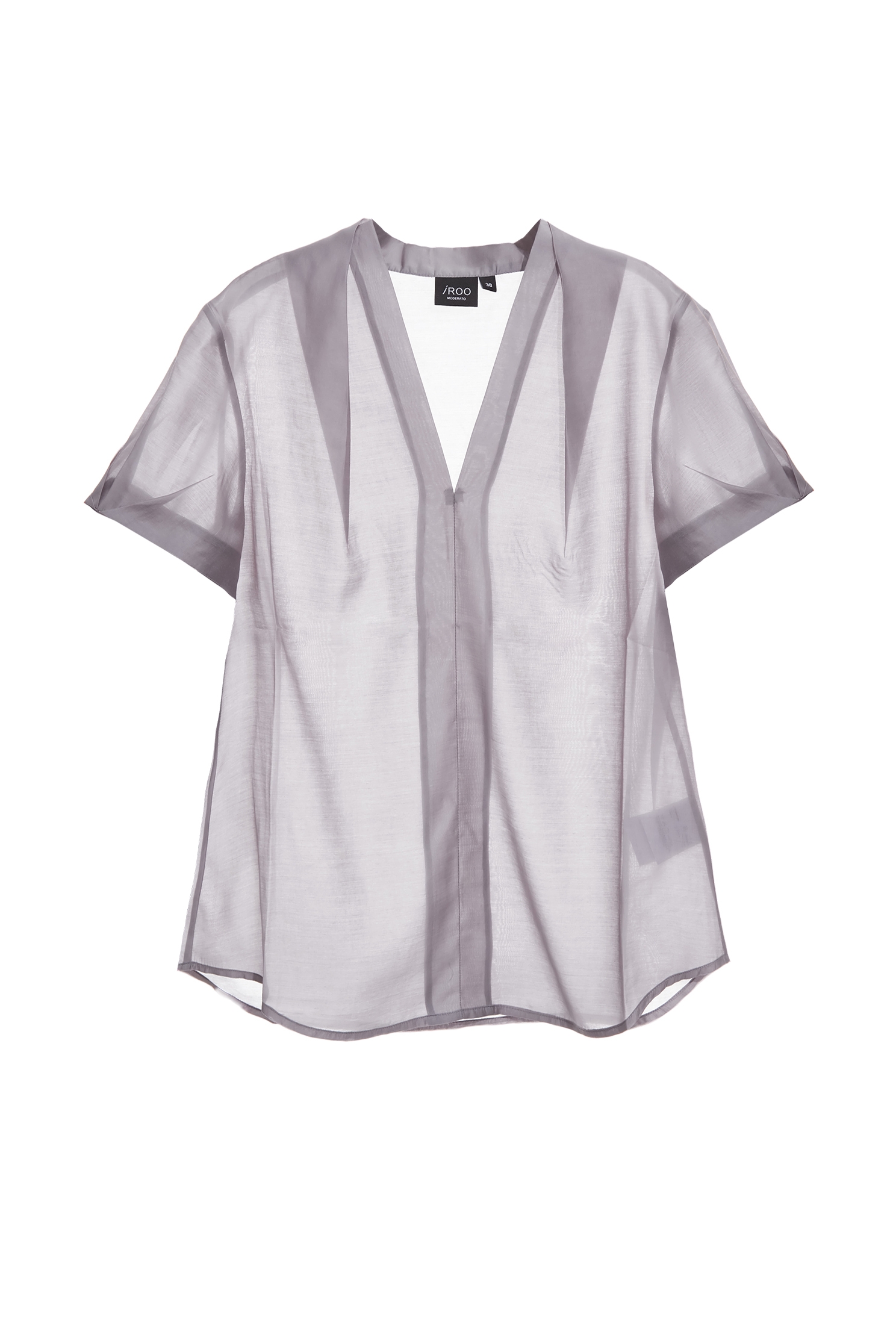 Folded Sleeve Detail V-neck TopFolded Sleeve Detail V-neck Top,V-Neck T shirts,Office Looks,Tops,Season (SS) Look
