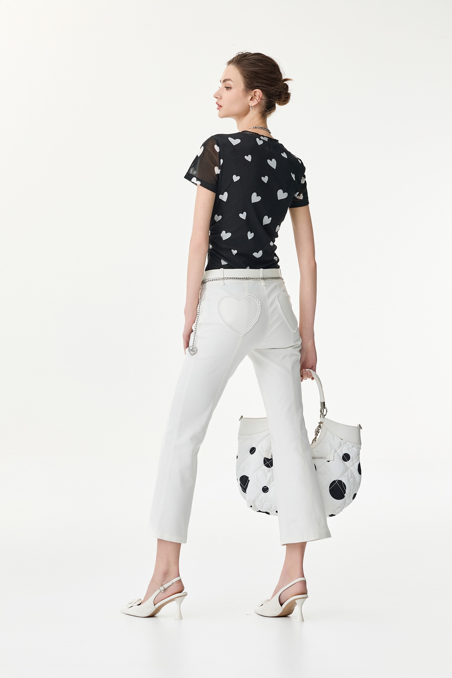 Heart Print Short Sleeve TopHeart Print Short Sleeve Top,Tops,Season (SS) Look