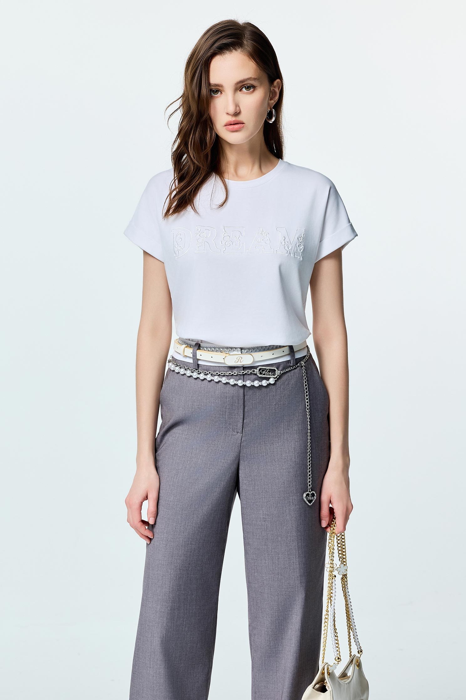 Embroidery Slogan Short Sleeve TeeEmbroidery Slogan Short Sleeve Tee,T-shirts,Tops,Embroidered,Season (SS) Look,White tops,Cotton