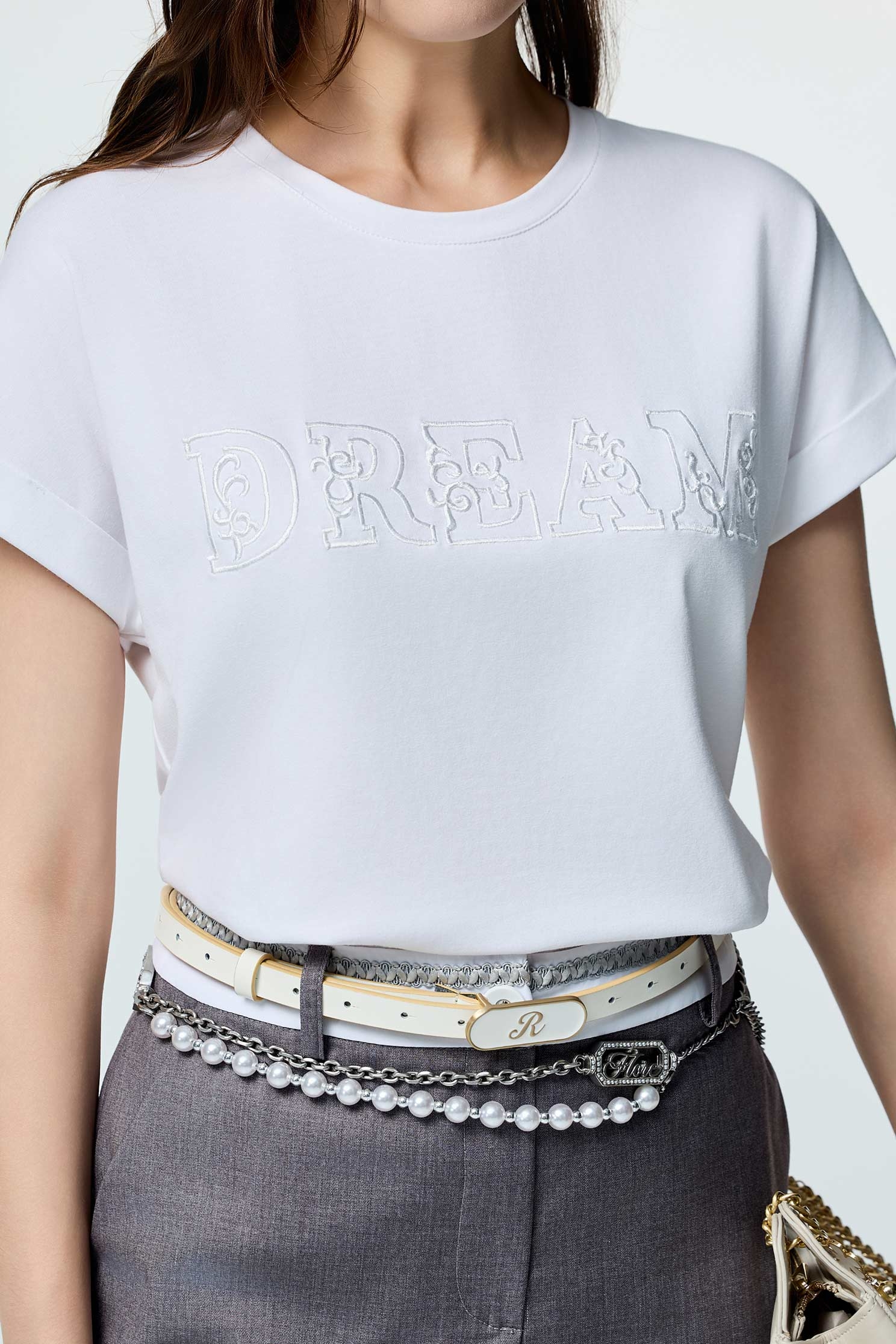 Embroidery Slogan Short Sleeve TeeEmbroidery Slogan Short Sleeve Tee,T-shirts,Tops,Embroidered,Season (SS) Look,White tops,Cotton