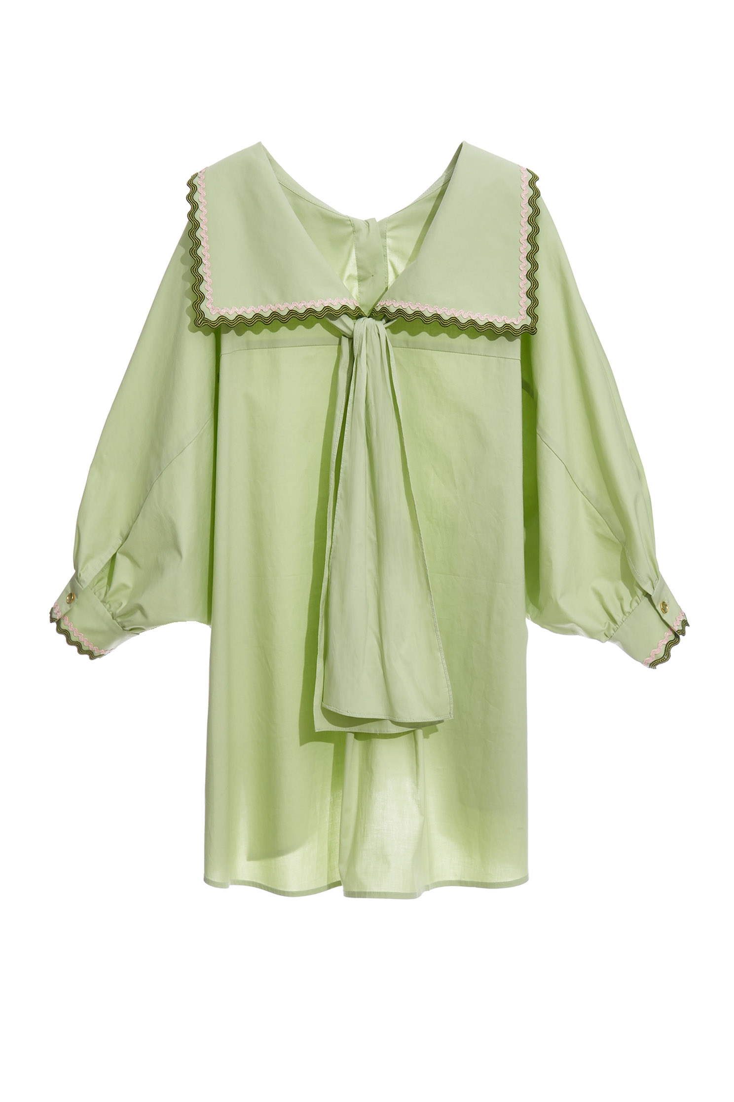 Oversize Lace Trim Green BlouseFloral-trimmed shirt top,Tops,Season (SS) Look,mothergift,healing colors,blossoms,Blouses