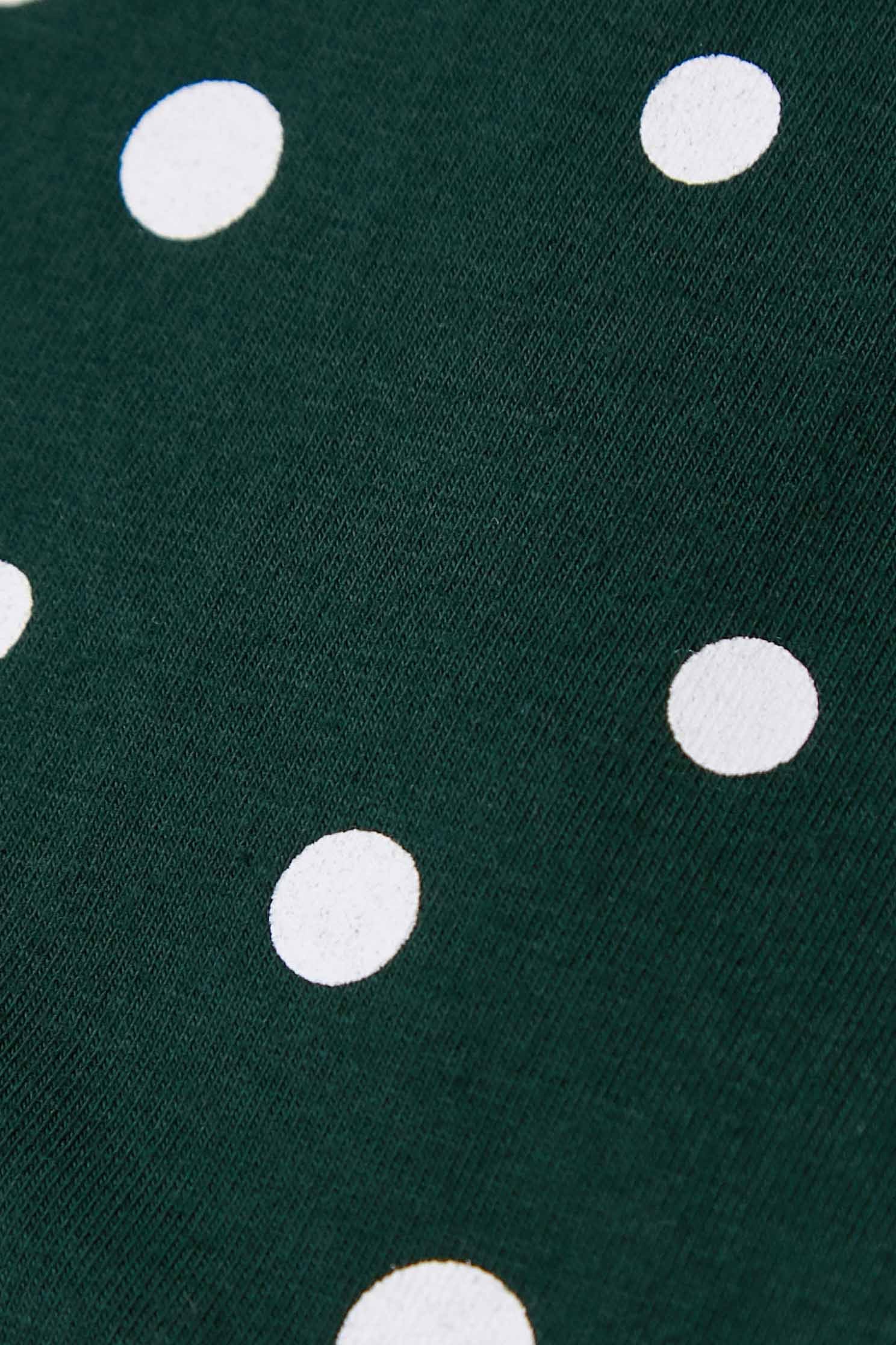 White Dotted Print Green Topdot T-shirt,T-shirts,T-shirts,Tops,Round neck tops,Season (SS) Look,dotcollection,Trends,Cotton,comfotism