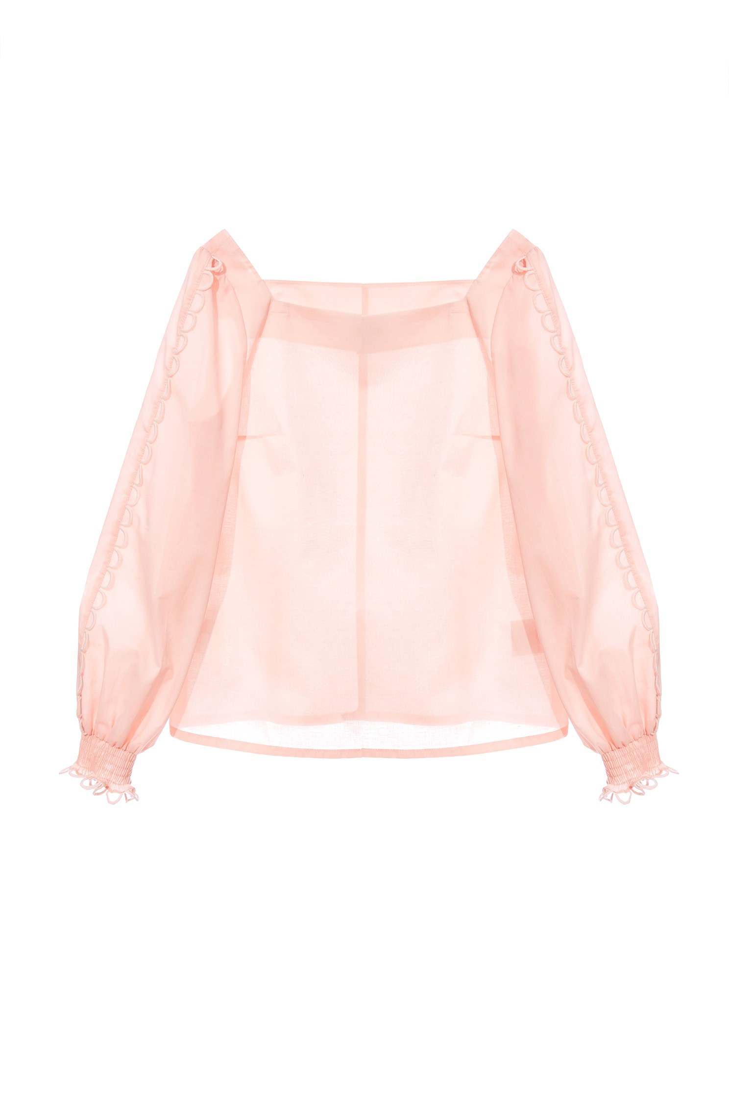 Pink Basic Top With Square Necklinesquare collar top with budded webbing,Tops,Queen,Season (SS) Look,healing colors