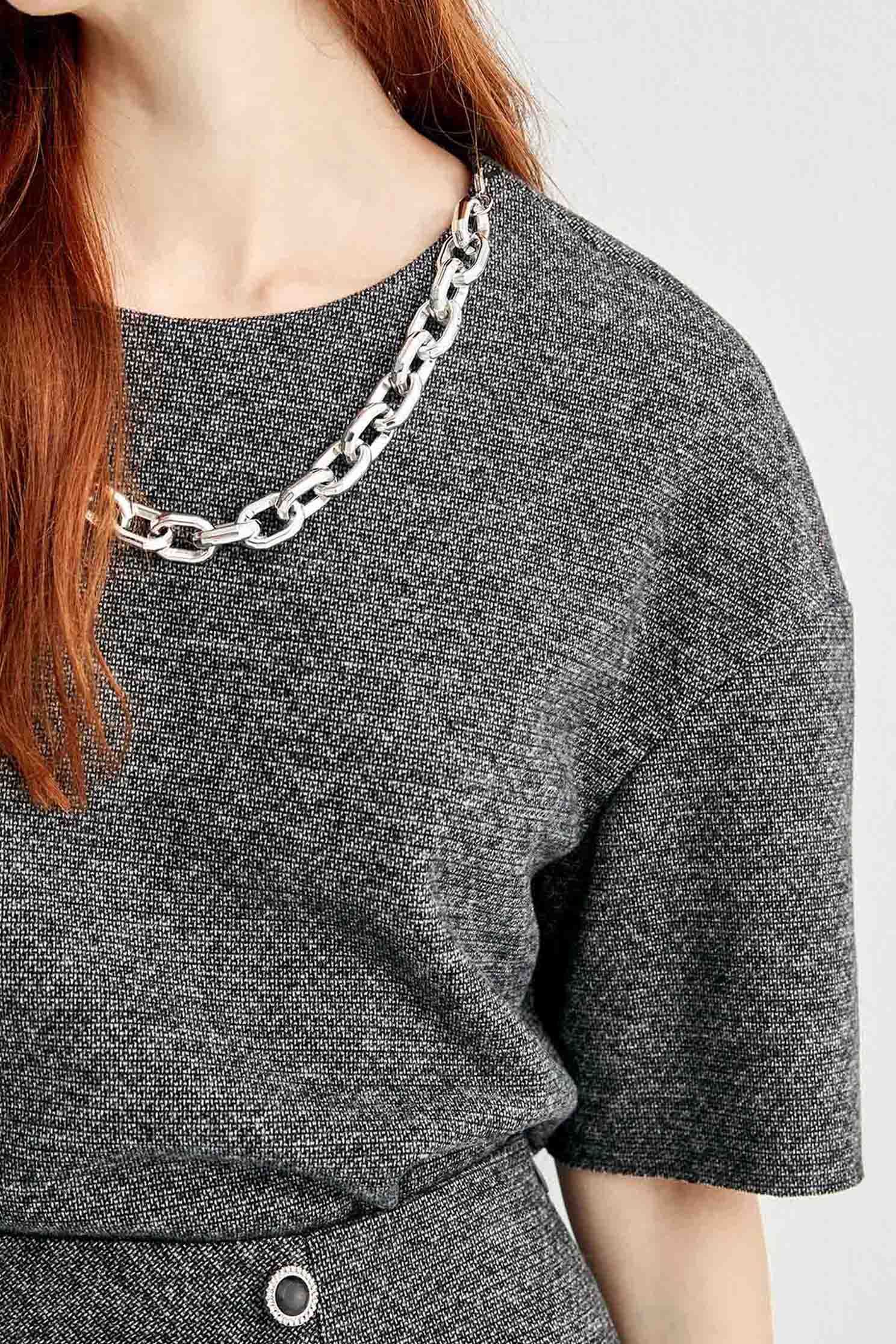 Oversize Drop Shoulder Seam TopTop with necklace design,Tops,Season (AW) Look,Necklaces