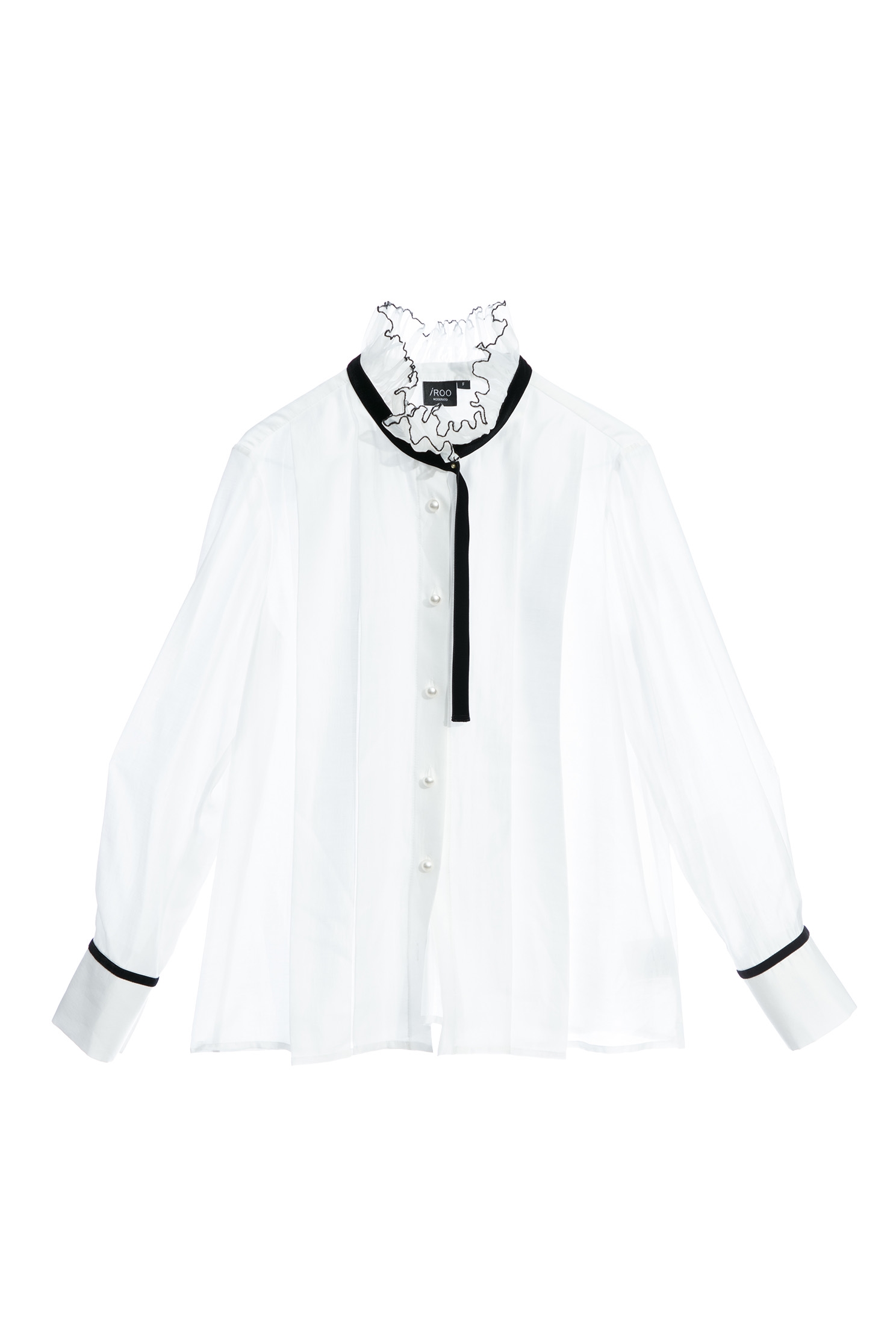 Ruffle Collar Blouse With Contrast Trim detailRuffle Collar Blouse With Contrast Trim detail,Tops,pearl,Season (AW) Look,Blouses