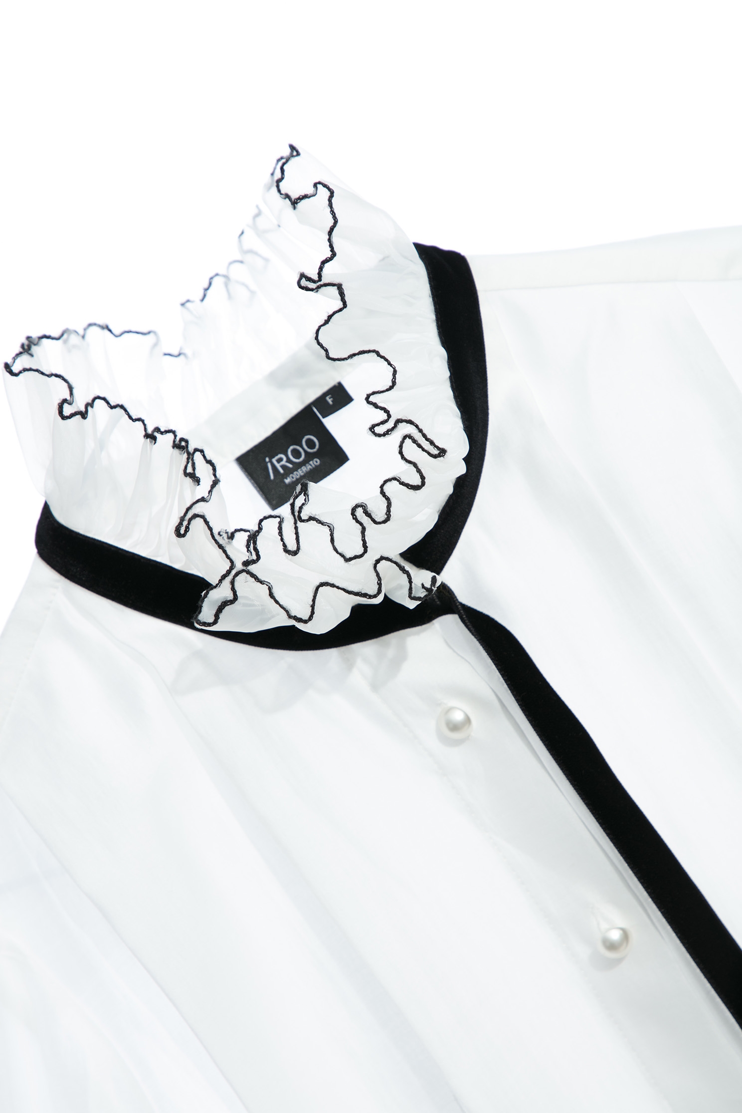 Ruffle Collar Blouse With Contrast Trim detailRuffle Collar Blouse With Contrast Trim detail,Tops,pearl,Season (AW) Look,Blouses