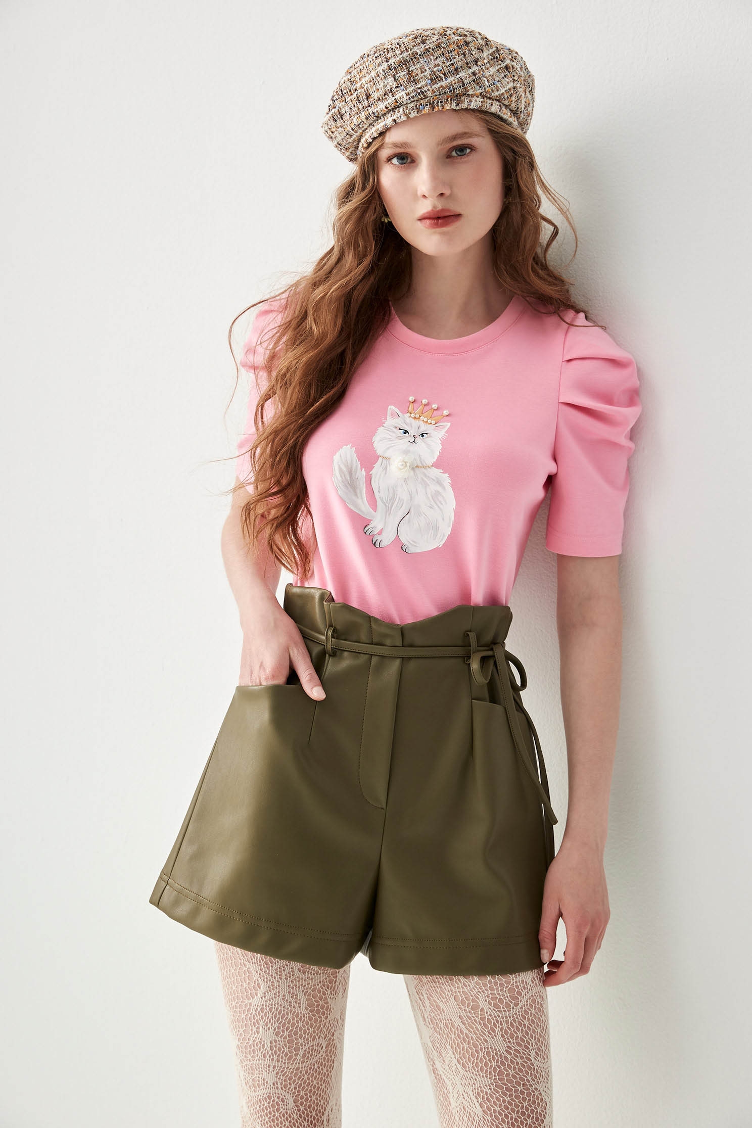 Puff Sleeve Tee With Front graphicPuff Sleeve Tee With Front graphic,T-shirts,Tops,Season (AW) Look