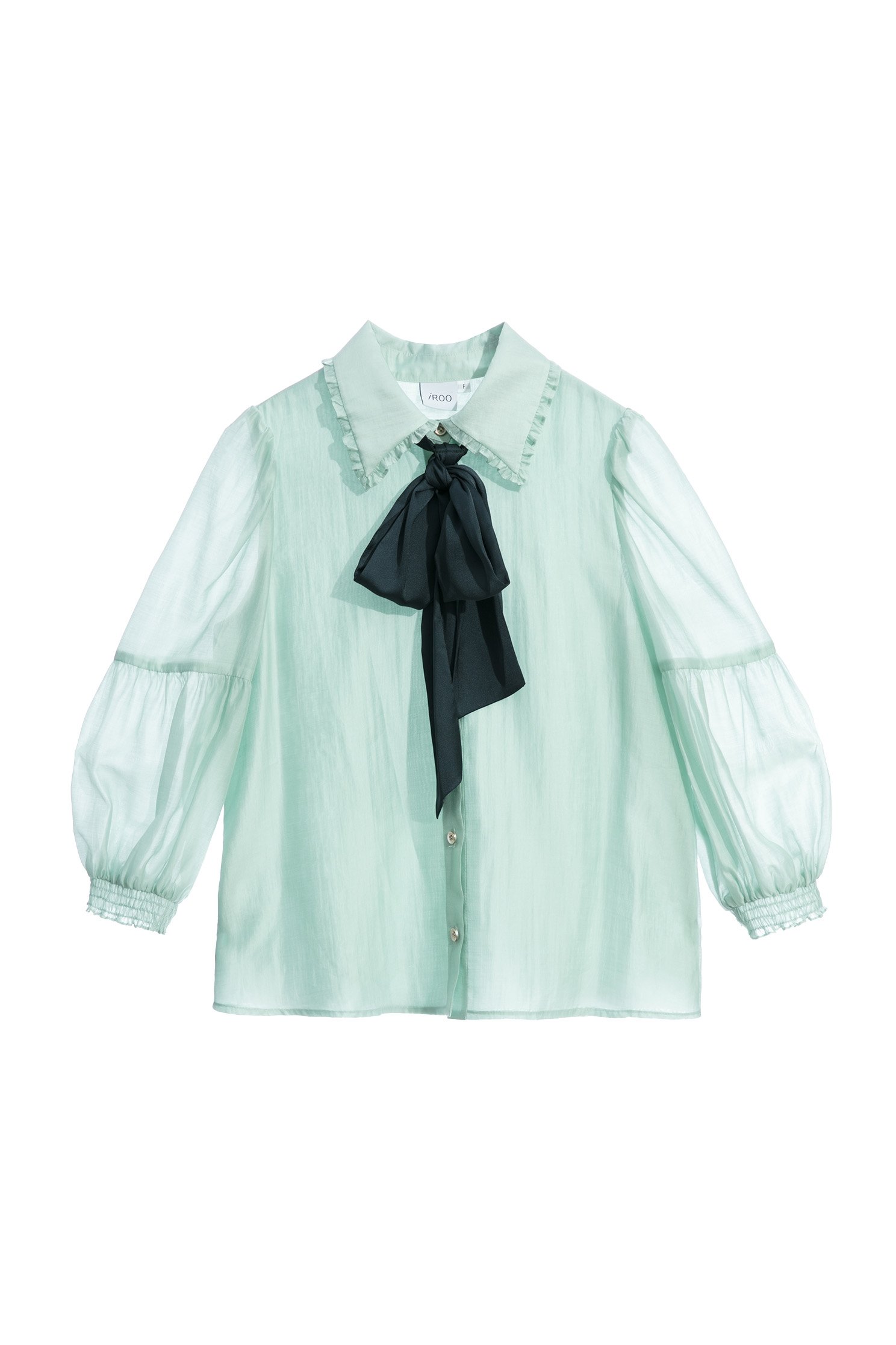 Ruffle Collar Trim Blouse With Contrast RibbonRuffle Collar Trim Blouse With Contrast Ribbon,Tops,Season (AW) Look,bows,Blouses